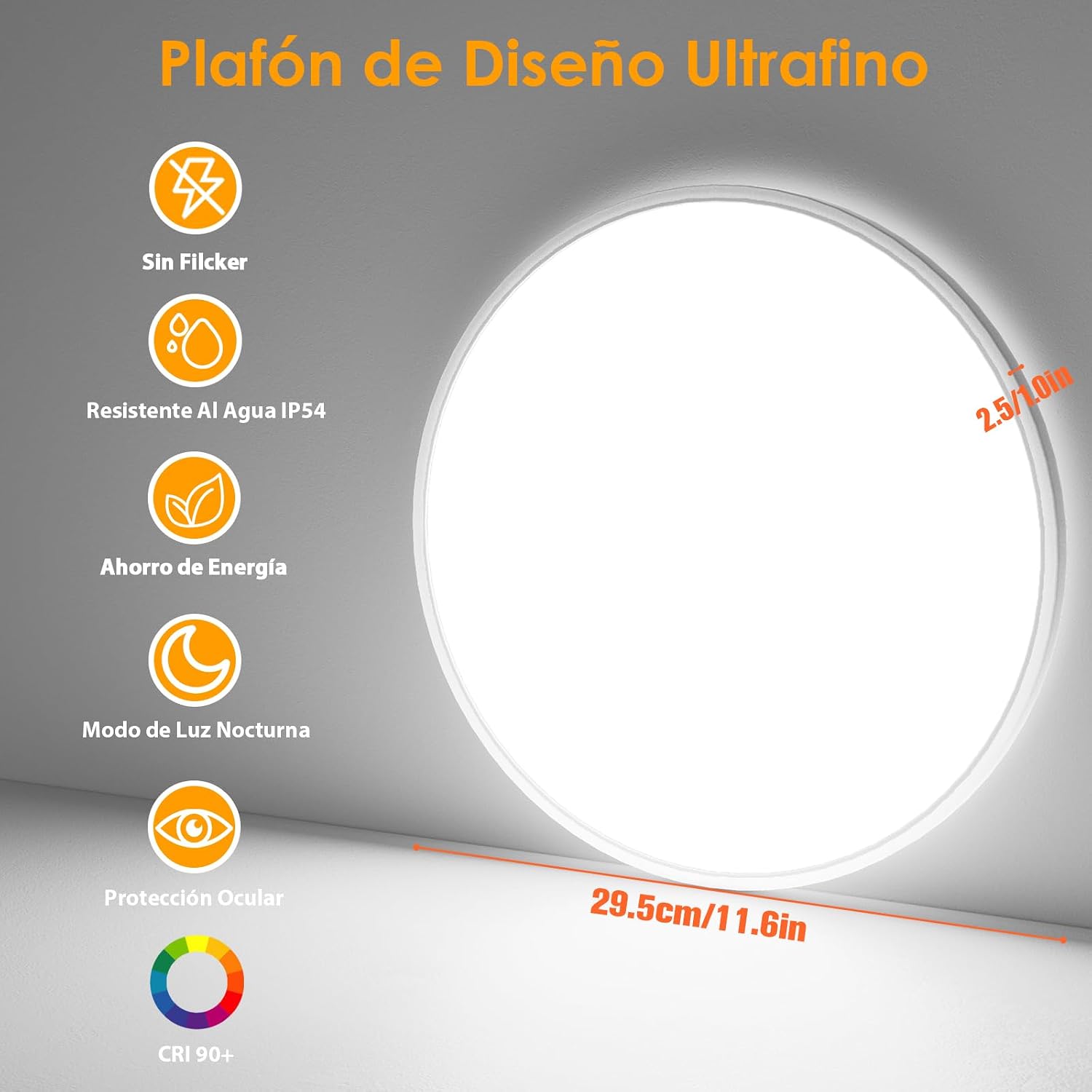 Detalle 2 de Yexati Plafón LED Regulable 24W IP54 🎇 2 piezas