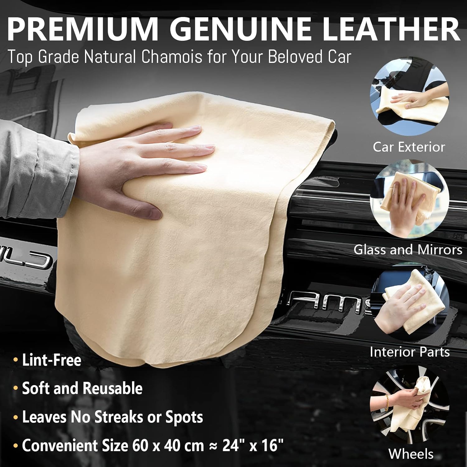 Detalle de Airlab Peau de Chamois Voiture 2XL 60x40 cm – Chamoisée Cuir Naturelle Véritable