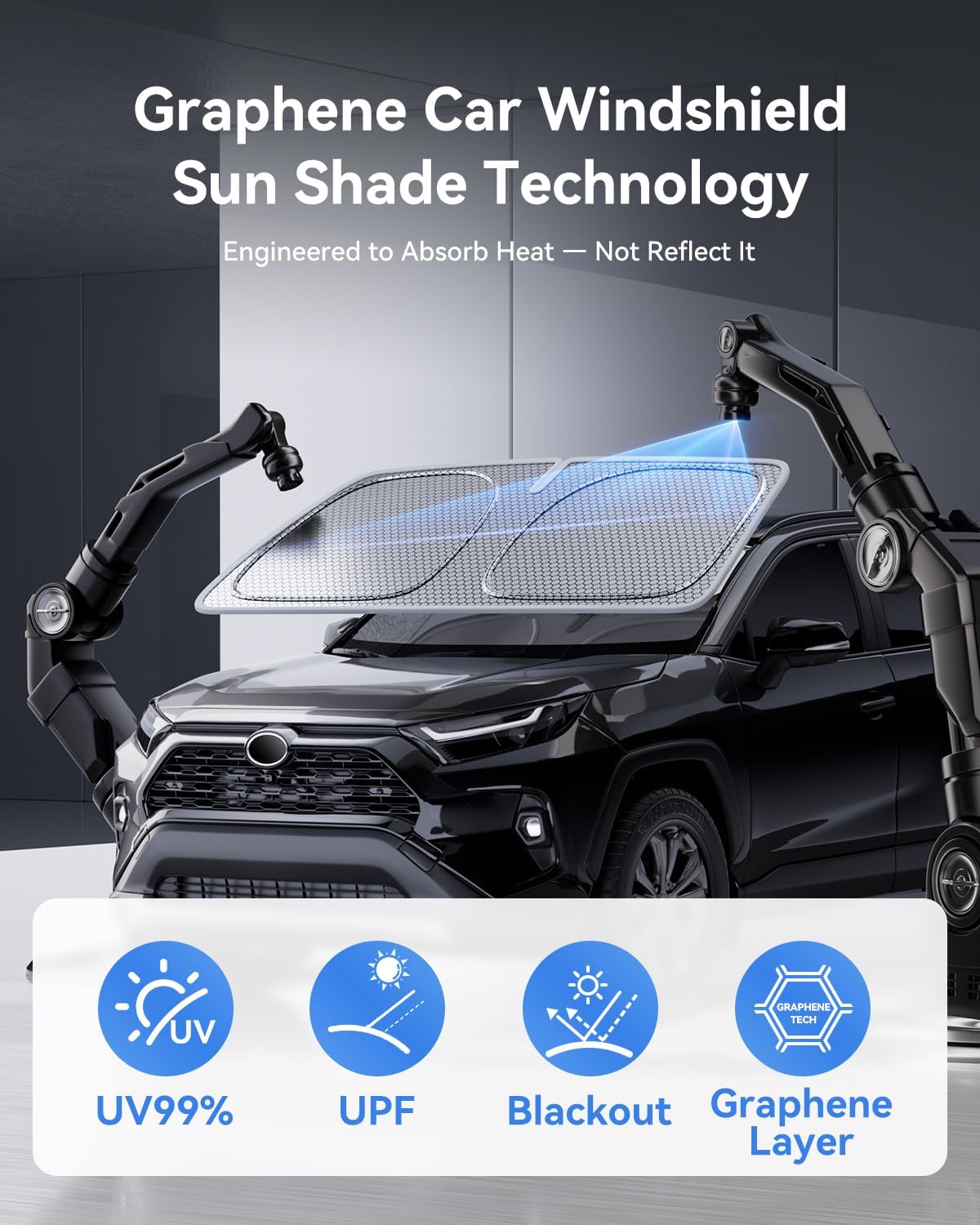 Thumbnail 1 de helloleiboo Graphene Dual-Layer Windshield Sun Shade (Foldable, UV Protection, Silver)