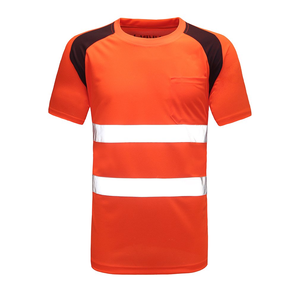 Thumbnail 2 de Hi Vis Yellow T Shirt High Viz Tee with 2 Reflective Bands — Round Neck, Breathable Security Workwear (XXL, Orange)