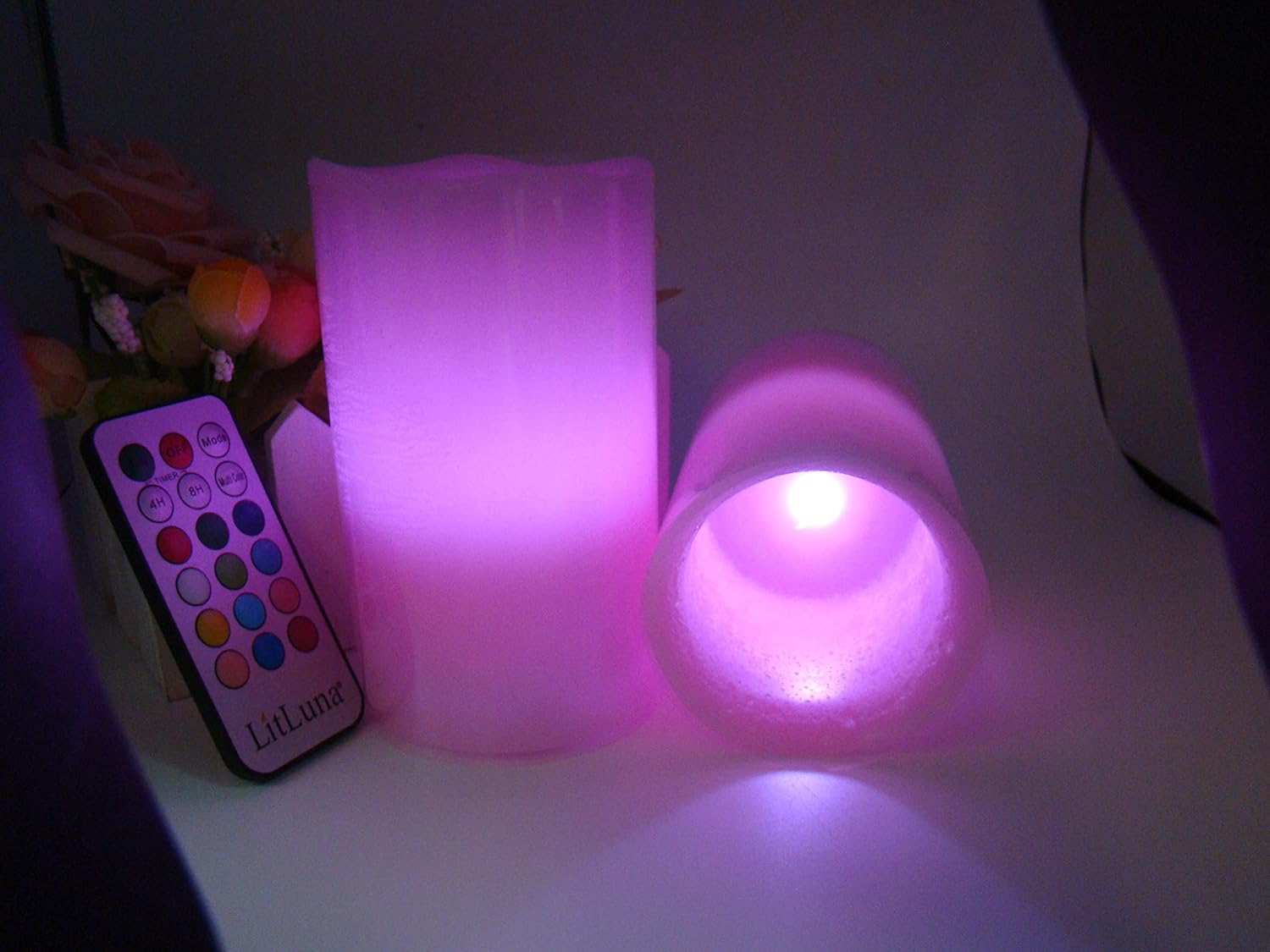 Detalle 2 de Adoria Pink Flameless LED Candles Set of 3 🕯
