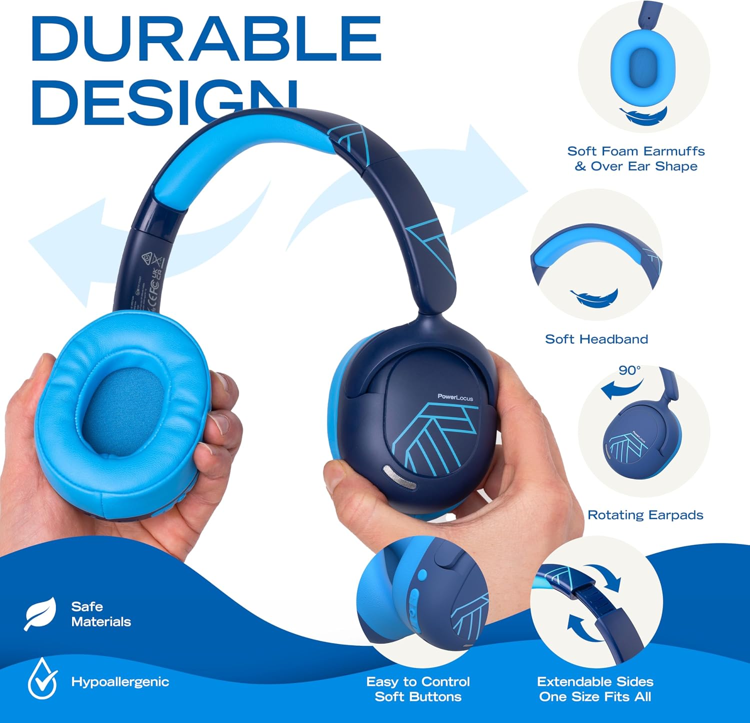 Detalle 2 de PowerLocus Kids Active Noise Cancelling Headphones 70h