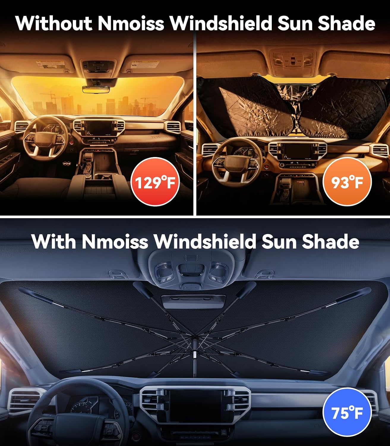 Thumbnail 1 de Nmoiss Windshield Sun Shade Umbrella for Toyota Tundra (2007-2026)