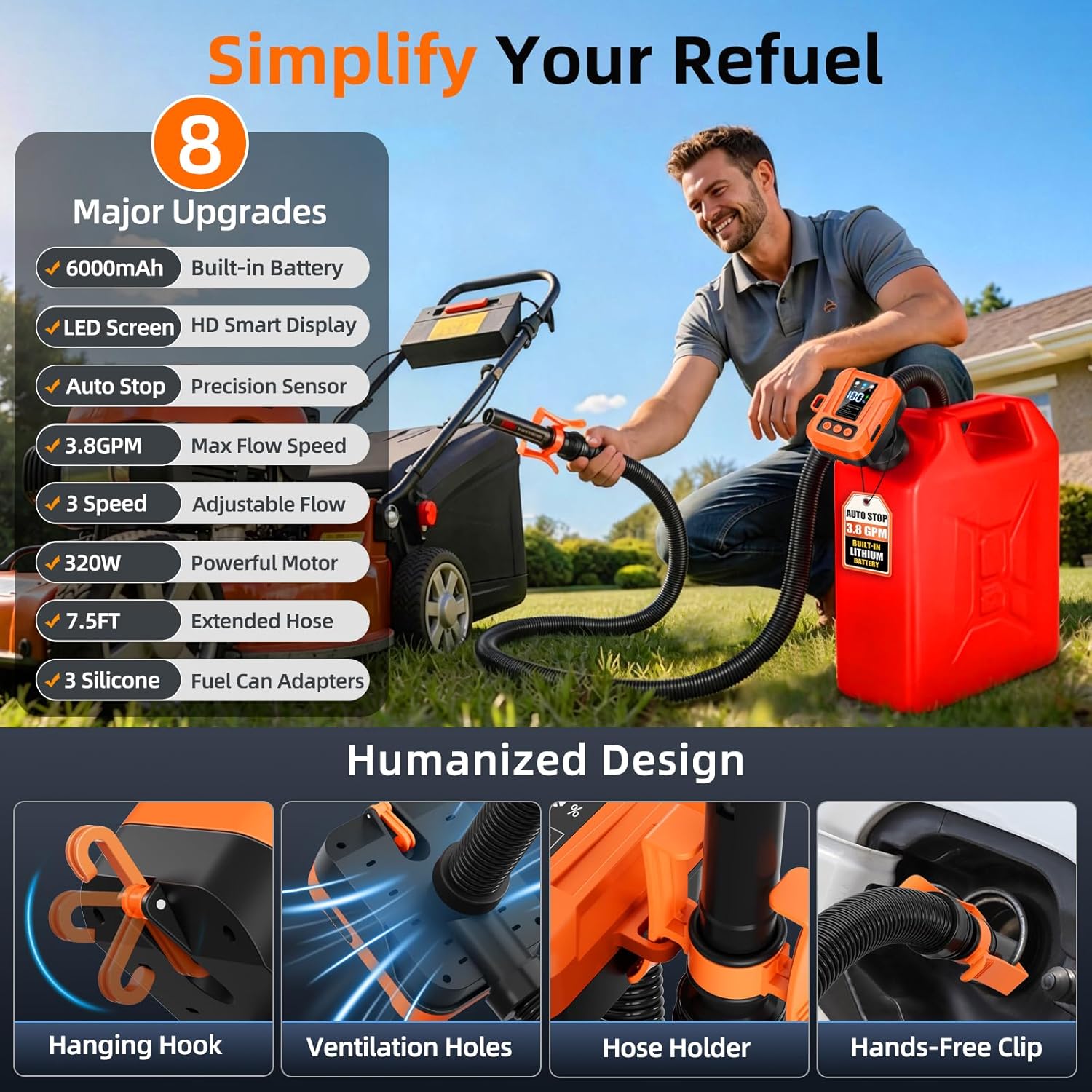 Thumbnail 6 de Cordless Fuel Transfer Pump with Auto Stop — 3.8 GPM, 90" Hose, 3 Adapters
