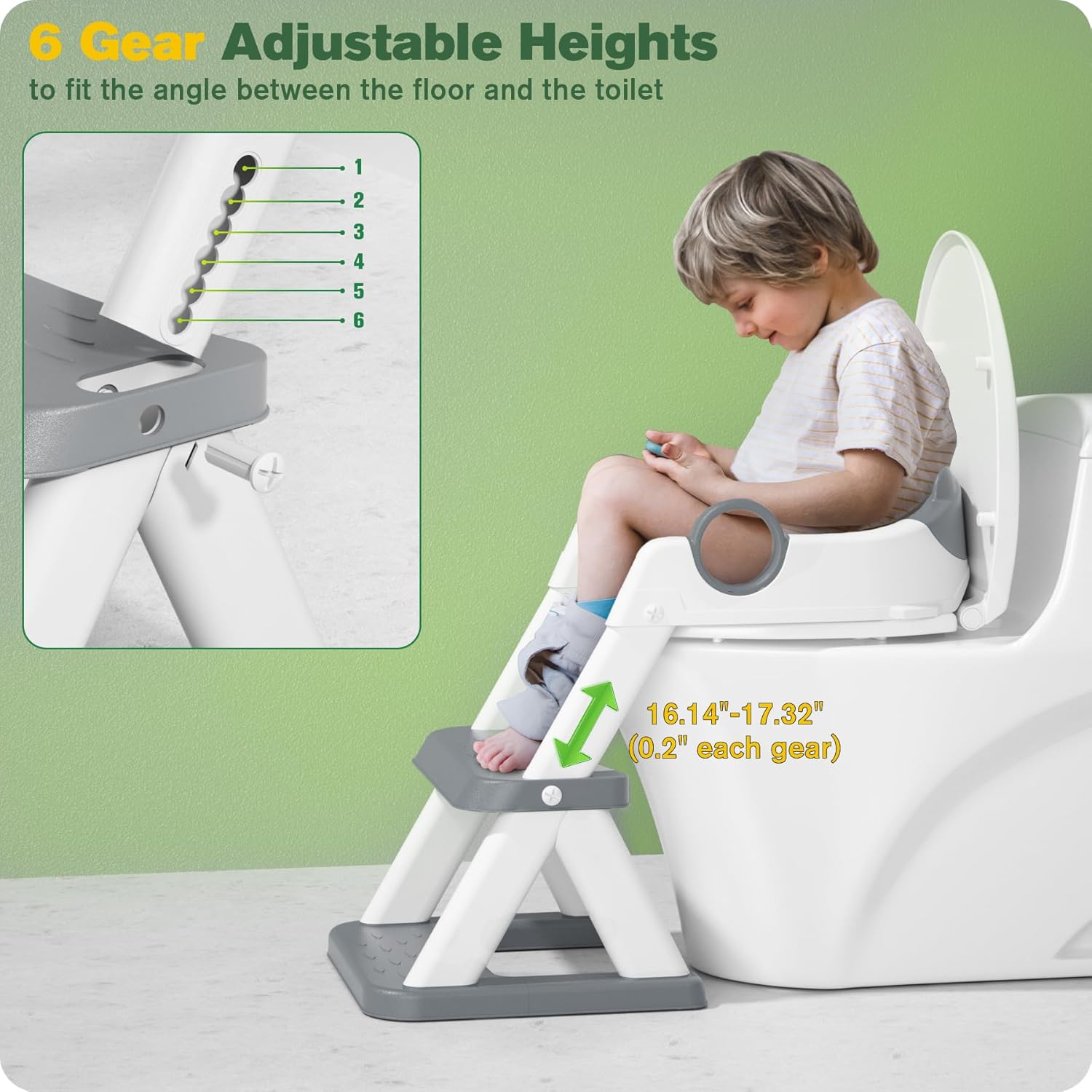 Detalle de Rabb 1st Bear Potty Training Seat (Upgrade 2-in-1) with Splash Guard, Anti-Slip Pad & Step Stool