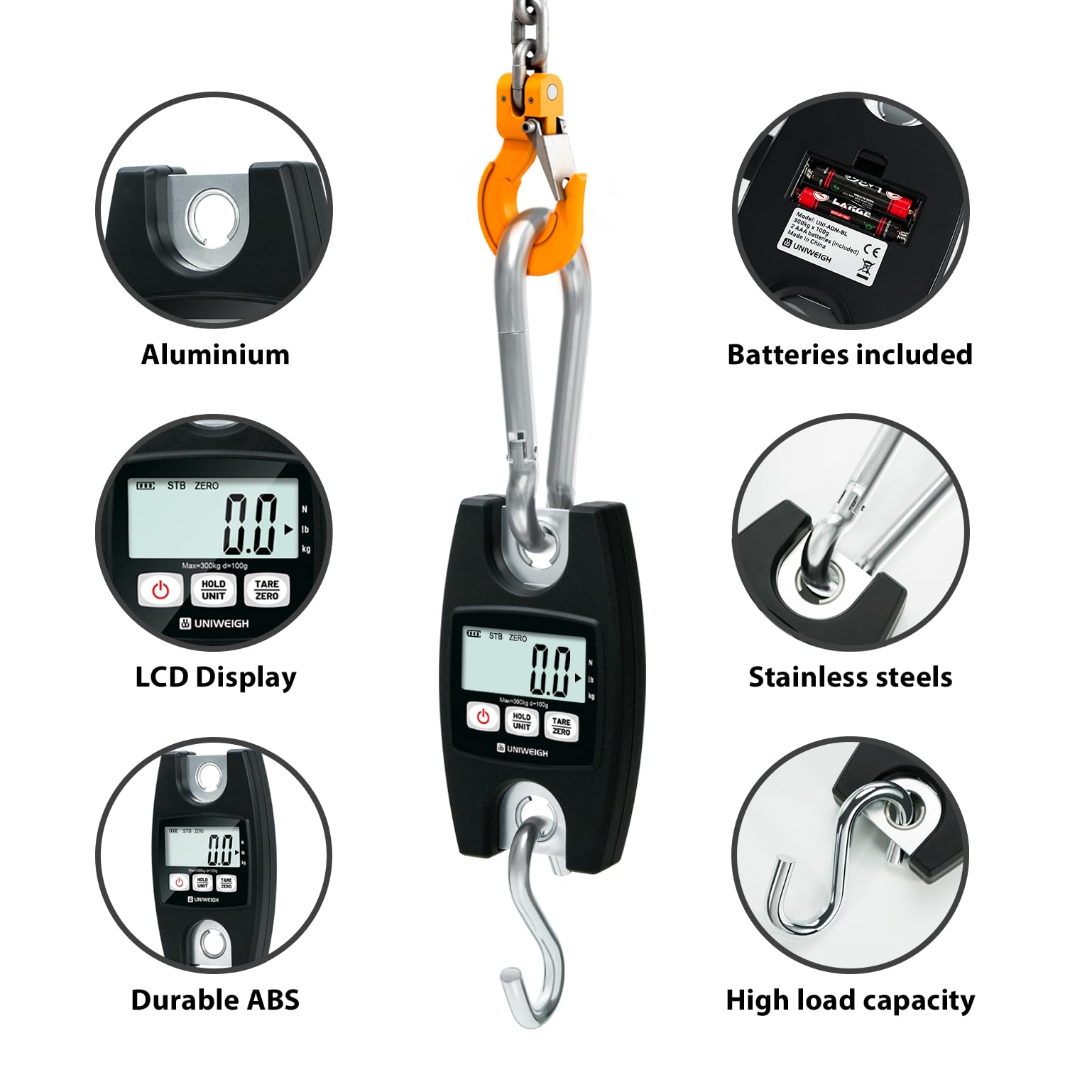 Detalle de UNIWEIGH Digital Hanging Scale 300kg