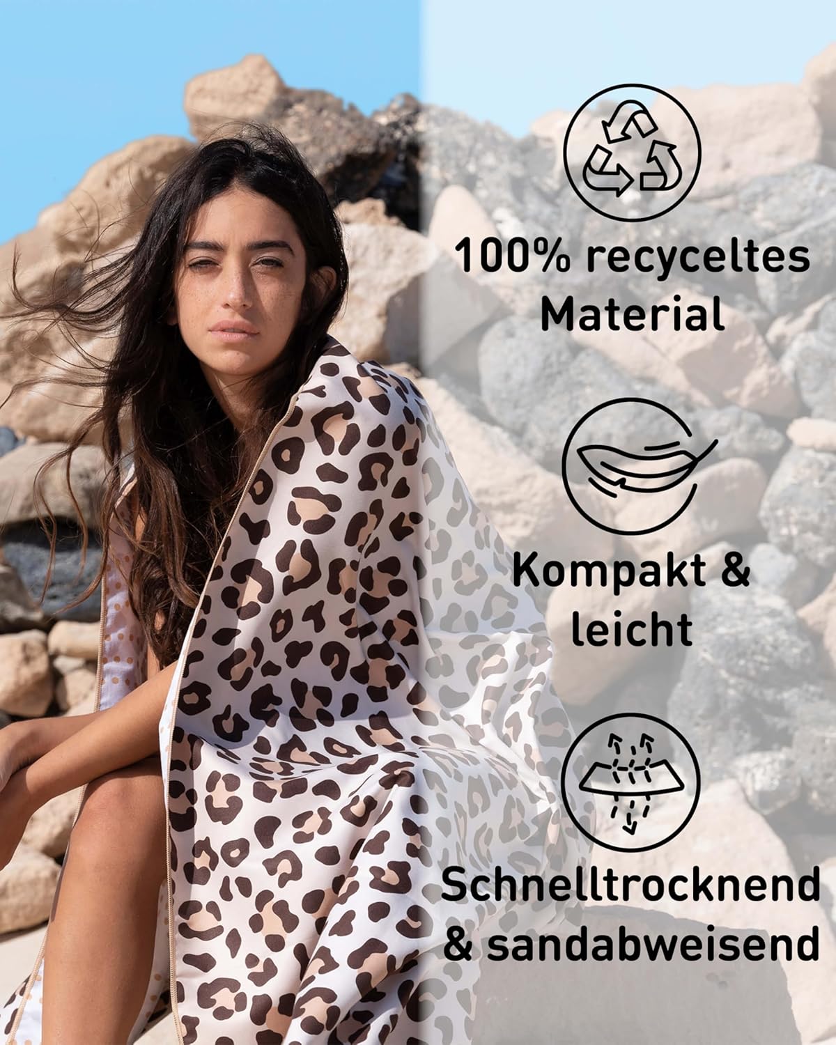 Thumbnail 5 de Fit-Flip Strandtuch XXL aus Mikrofaser – leicht, schnelltrocknend und recyceltes Strandhandtuch (160x90 cm)