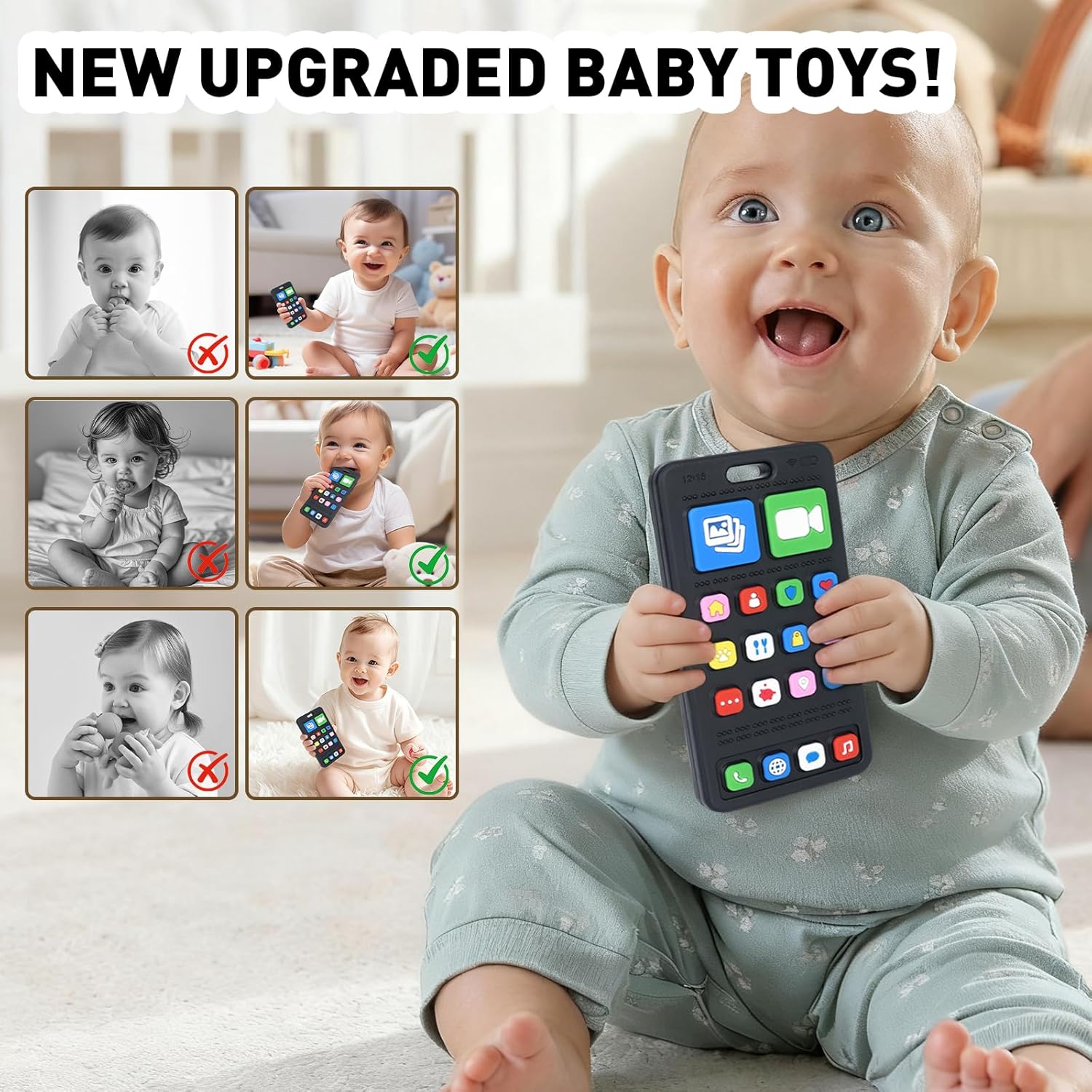 Thumbnail 5 de Aolso 2 Pack Silicone Teething Toys for Baby (TV Remote & Phone Shape) – Safe, Stimulation-Driven Teethers