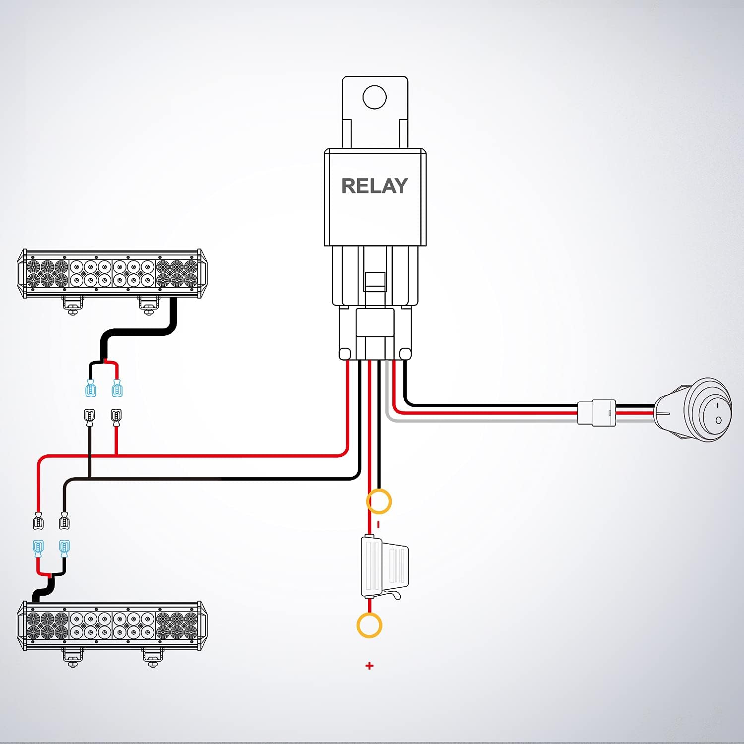 Detalle 2 de Nilight 10008W Two-Lead LED Light Bar Wiring Harness, 12V Relay and Fuse