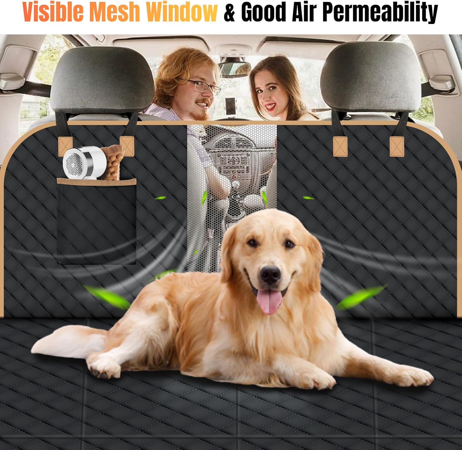 Detalle de Lekespring Hundedecke Auto Rückbank XL mit fester Unterseite, wasserdicht – 140×76 cm, Schwarz