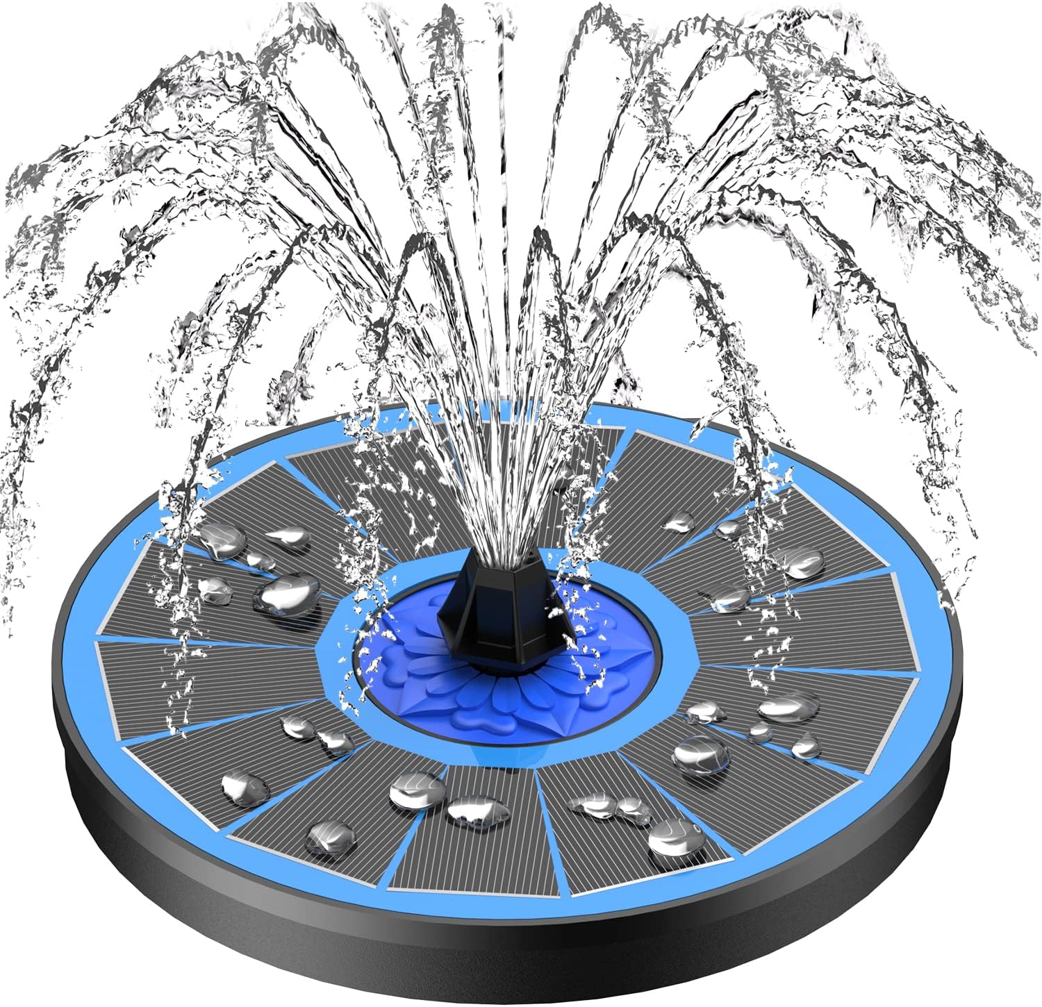 Detalle de SZMP Solar Fountain Upgrade: 3.5W Solar Powered Bird Bath Fountain with 7-in-1 Nozzles