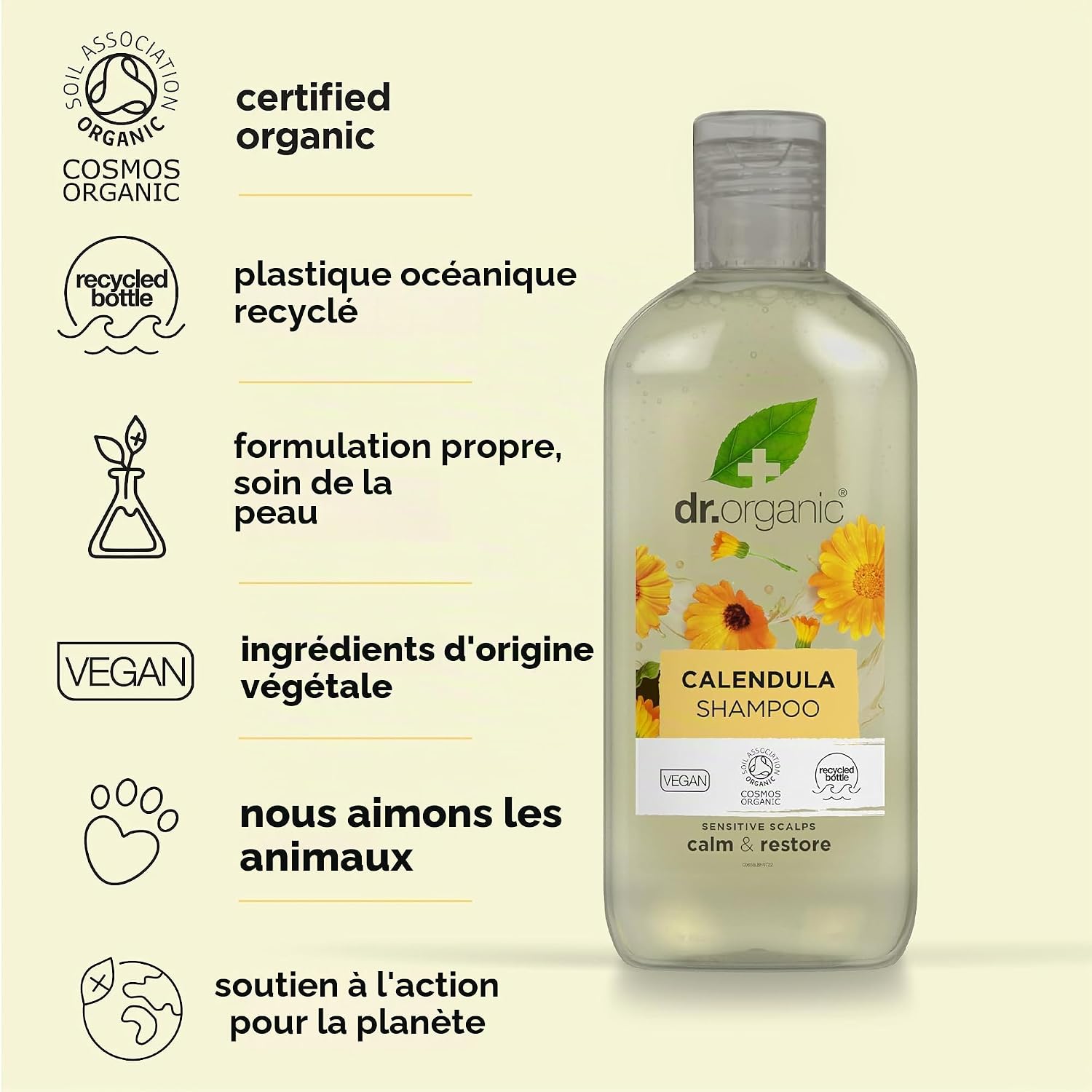 Detalle 2 de Organic Doctor Calendula-shampoo voor gevoelige hoofdhuid, 265 ml