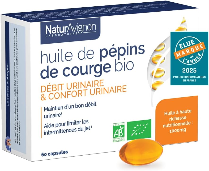 Detalle de Huile de pépins de courge BIO, 1000 mg