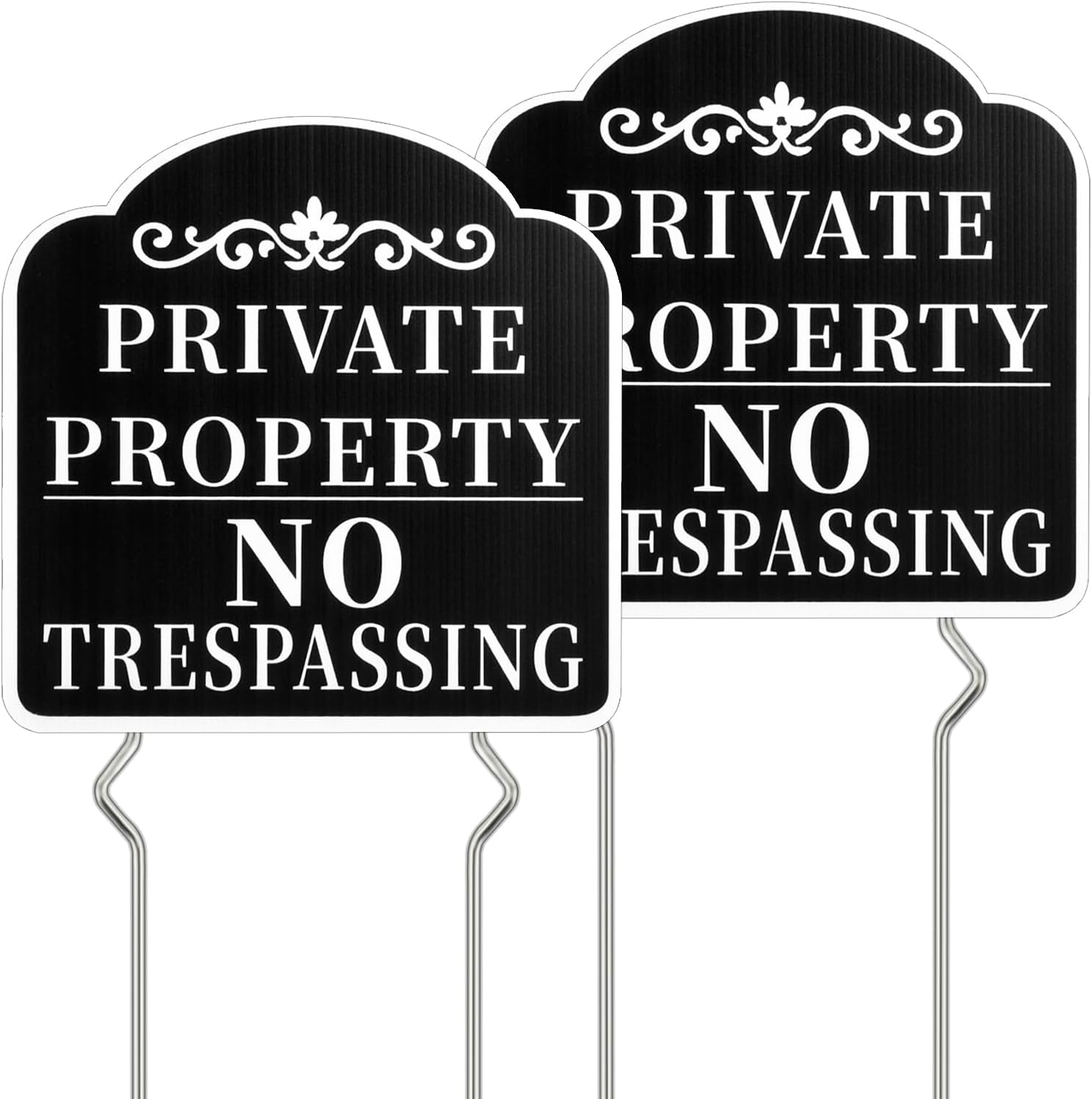 Detalle 2 de Kichwit Private Property Signs, Double-Sided Plastic Yard Signs with Metal Stakes, 2-Pack