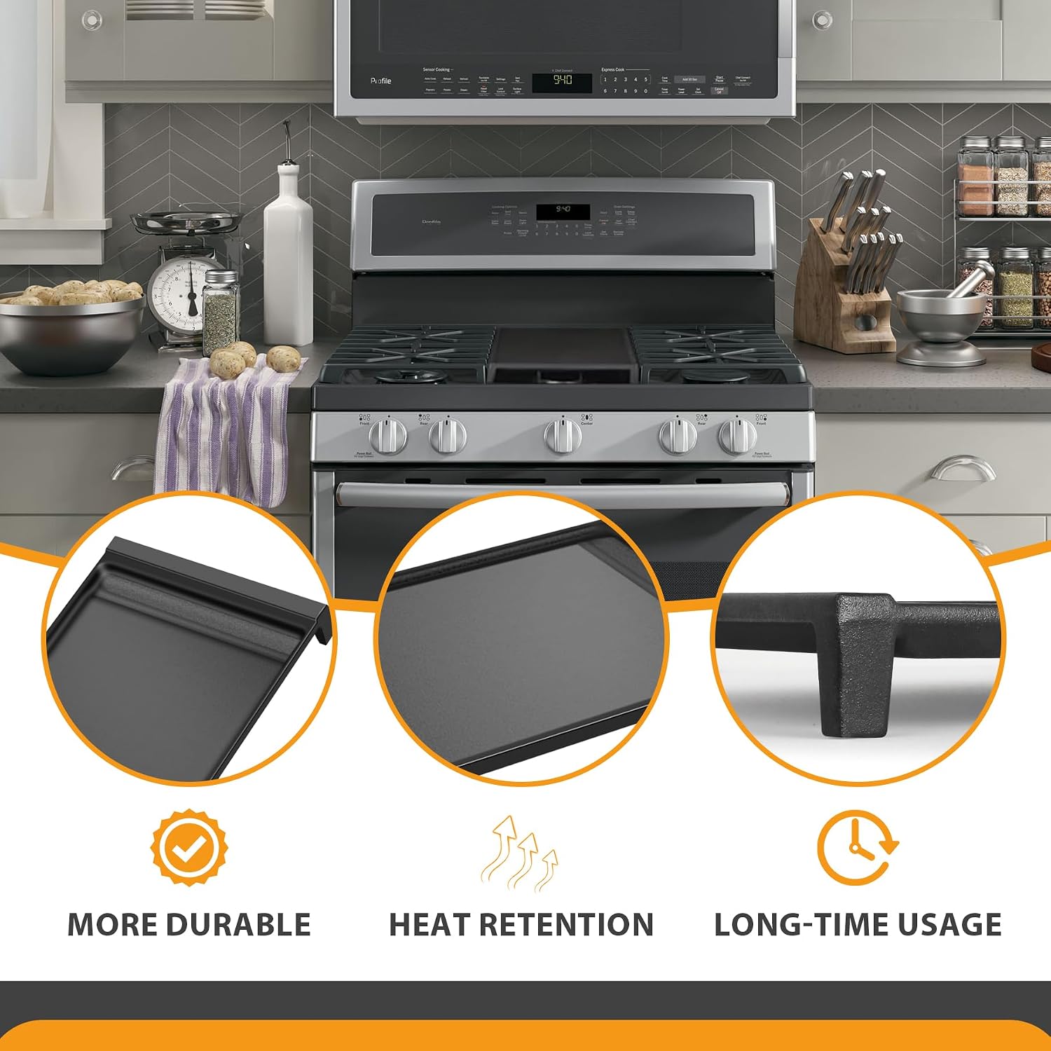 Thumbnail 2 de FlameDuty WB31X24738 Cast-Iron Gas Stove Griddle, 49.5 cm