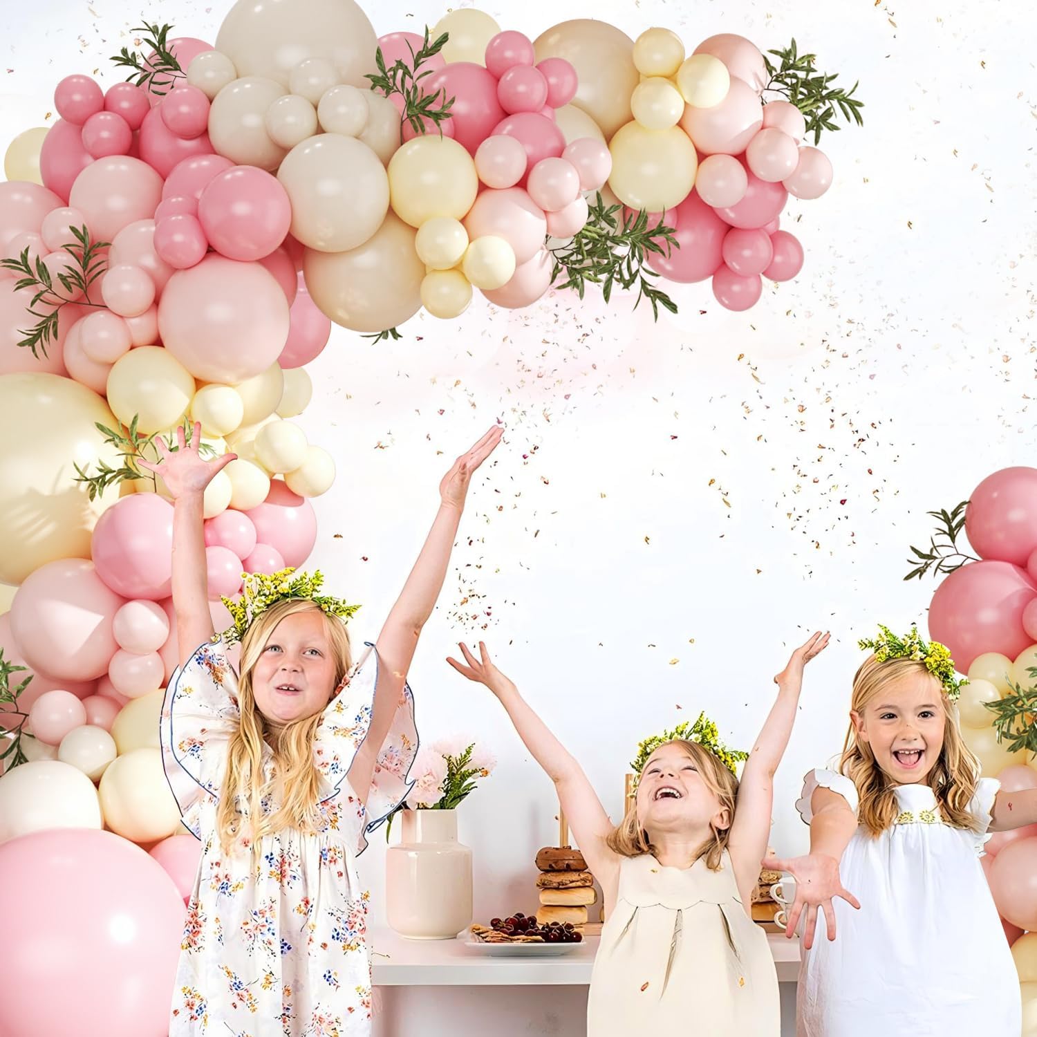 Detalle de Pink and Yellow Balloon Arch Kit: 124-Piece DIY Garland for Party Decor