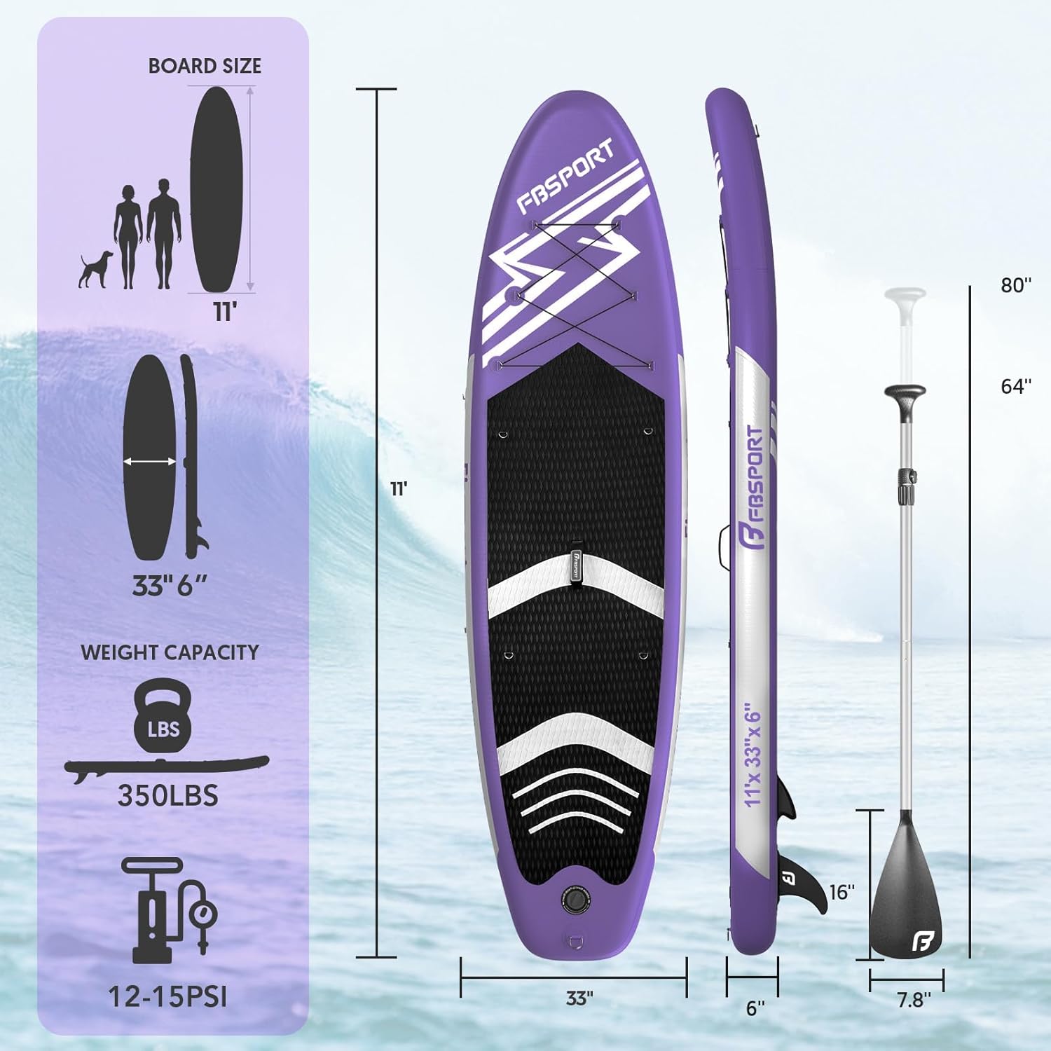 Thumbnail 1 de FBSPORT 11' Premium Stand Up Paddle Board