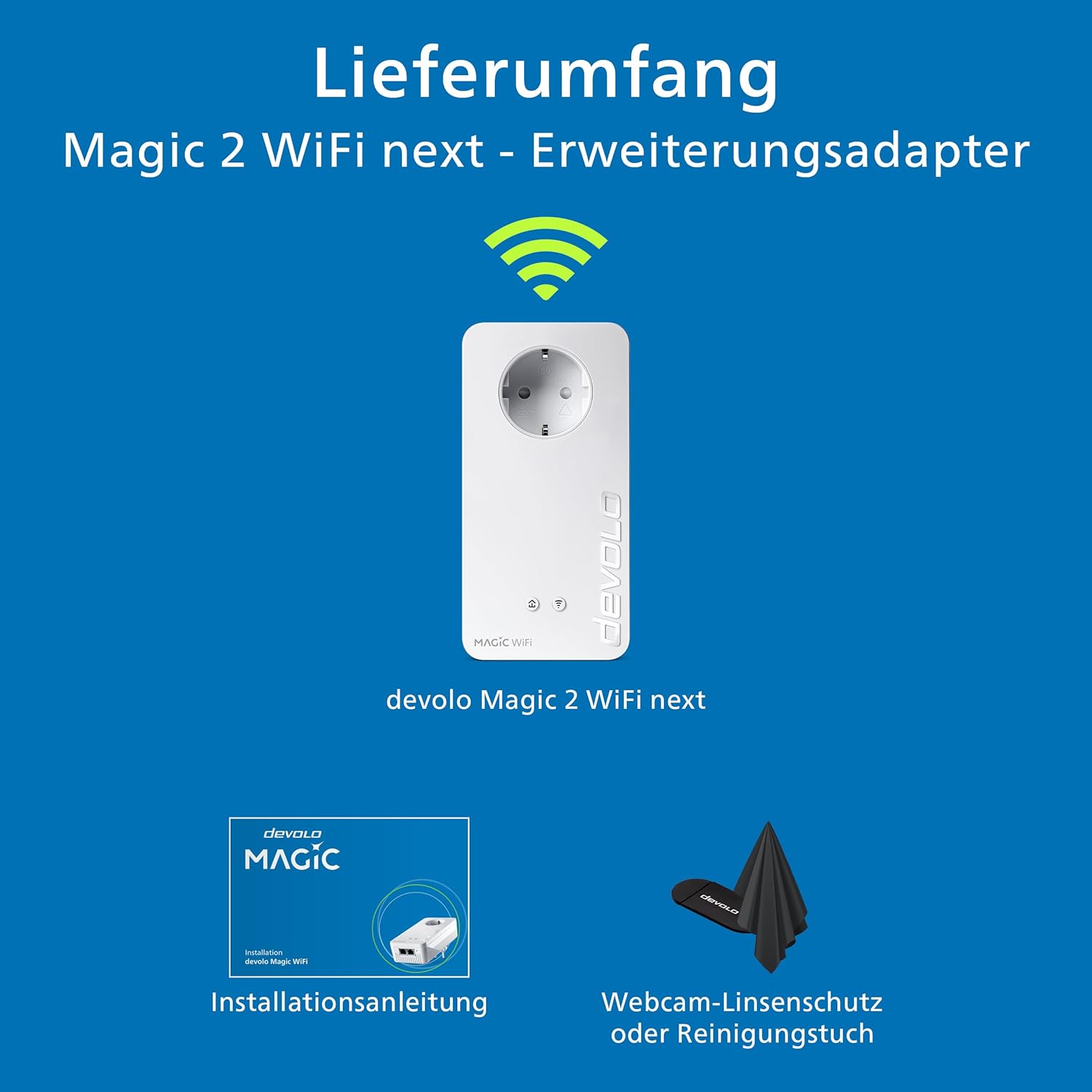 Thumbnail 6 de devolo Magic 2 WiFi next Erweiterungsadapter (WLAN Powerline) mit Mesh & 2× Gigabit LAN – weiß