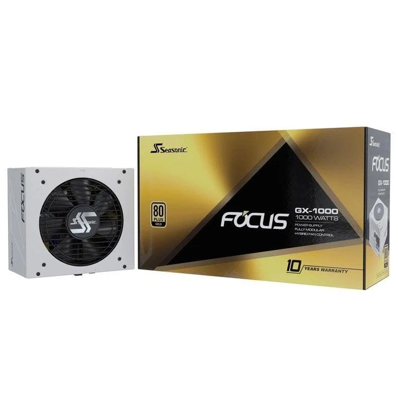 Detalle de Seasonic Focus GX-1000 White ATX 3 PCIe 5.1, 1000W 80Plus Gold, Modular