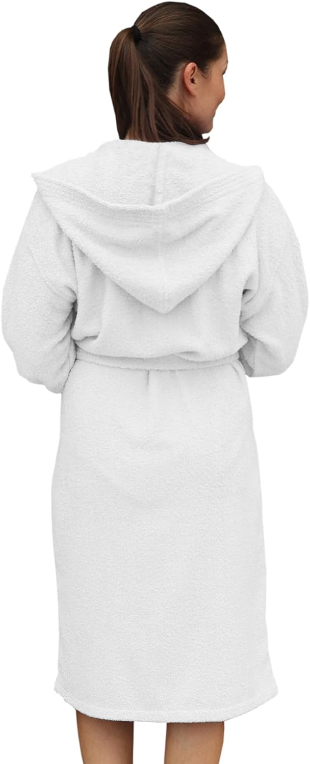 Detalle 2 de LEBENGOOD Peignoir de bain à capuche 100% coton éponge 400 g avec ceinture, poches