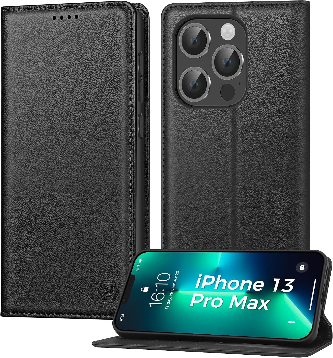 Detalle de Kirnntca Handyhülle für iPhone 13 Pro Max – Flip Case mit Kartenfach, Standfunktion und Magnetverschluß