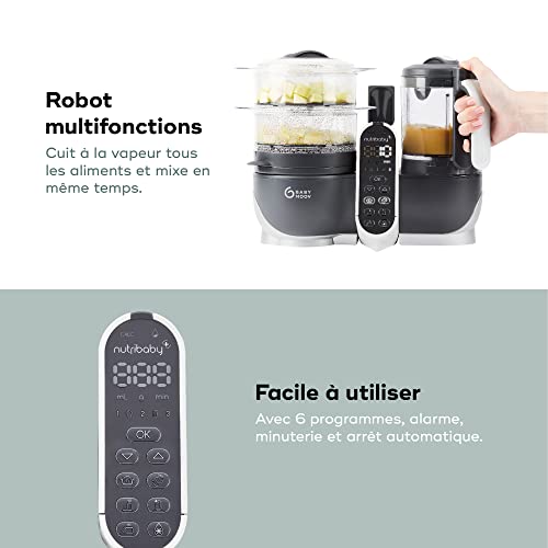 Detalle 2 de Babymoov Nutribaby(+) Robot Cuiseur Bébé Multifonctions 6 en 1 – Gris