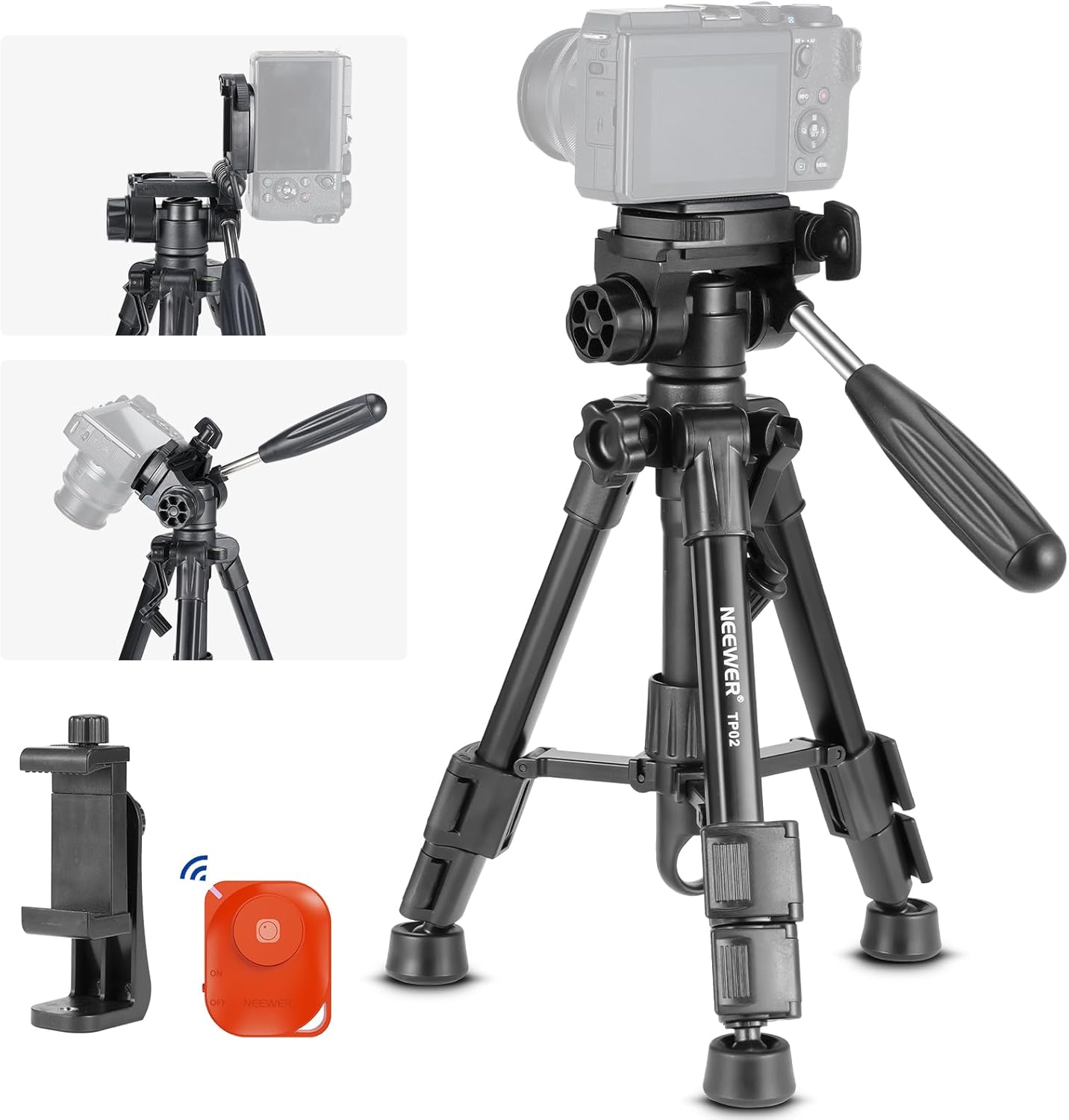 Detalle de NEEWER Basic Mini Desk Tripod TP02 review: compact stability for camera, phone and more