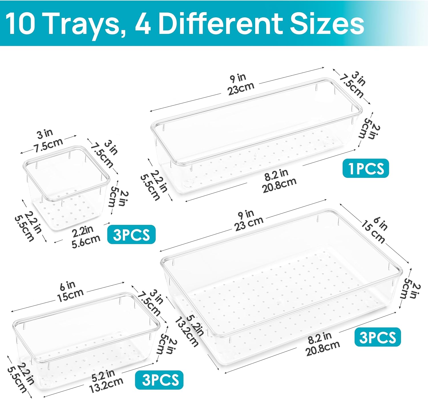 Thumbnail 5 de Vtopmart 10 Pcs Makeup Drawer Organizer Bins Set