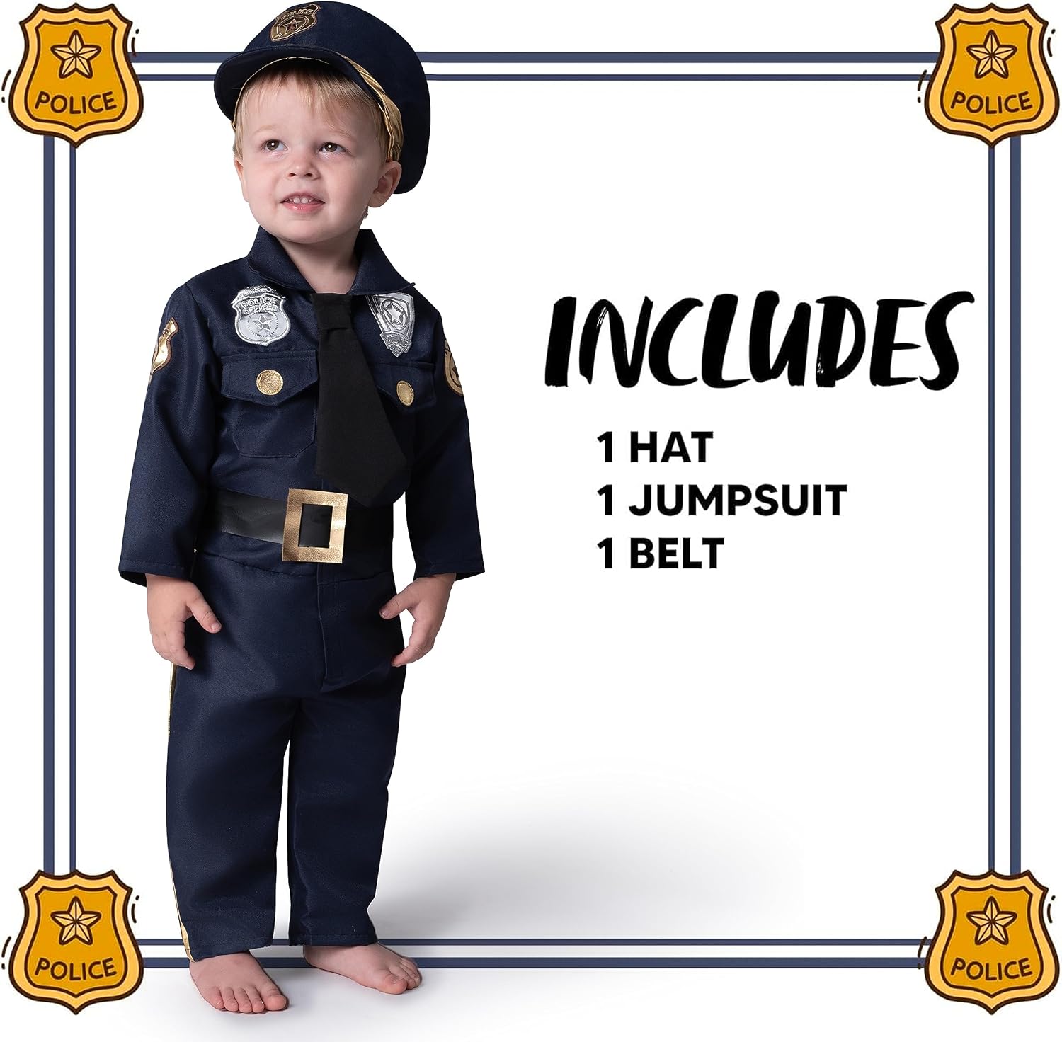 Thumbnail 4 de Spooktacular Creations Toddler Police Costume with Hat, Jumpsuit & Belt