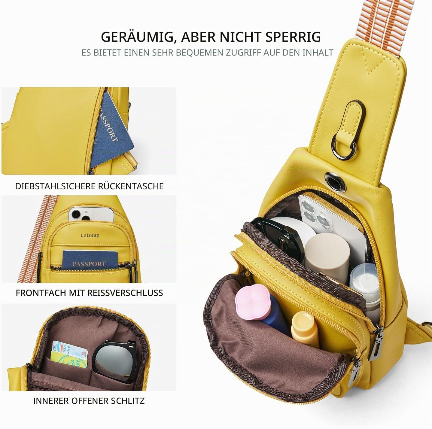 Thumbnail 6 de LATMAP 7L Damen Bauchtasche Sling Bag – vielseitige Crossbody mit 7 Litern