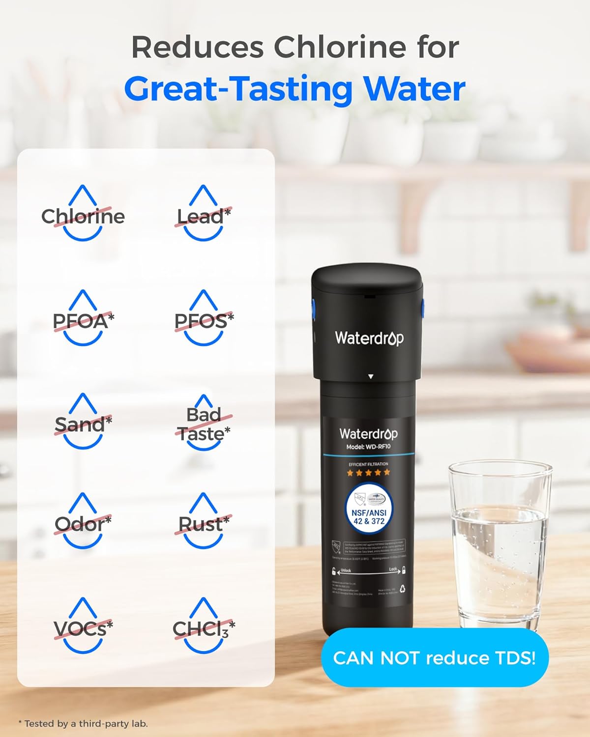 Detalle de Waterdrop 10UB-B under sink water filter with matte black tap (NSF/ANSI 42 certified) – up to 11,000 gallons