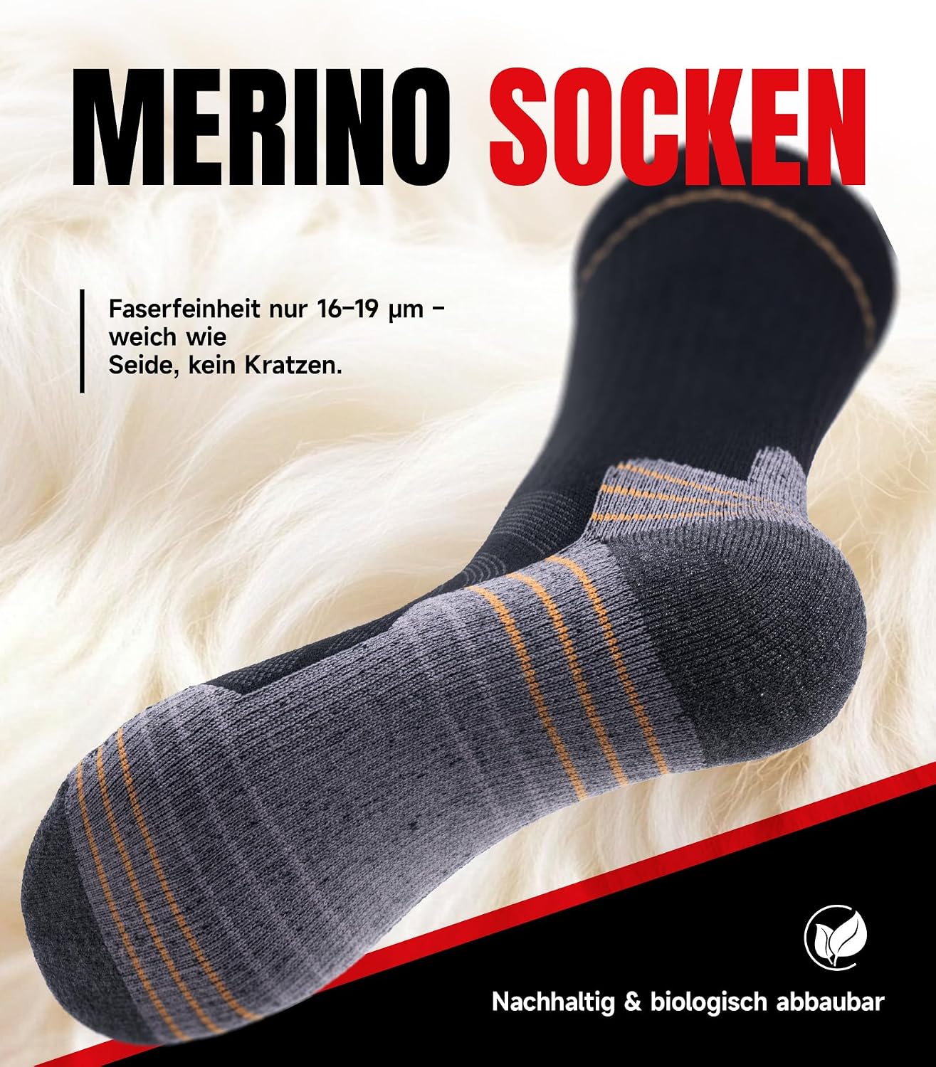 Detalle de PULIOU Lot de 3 paires de chaussettes thermiques en laine mérinos — confort chaud pour homme et femme