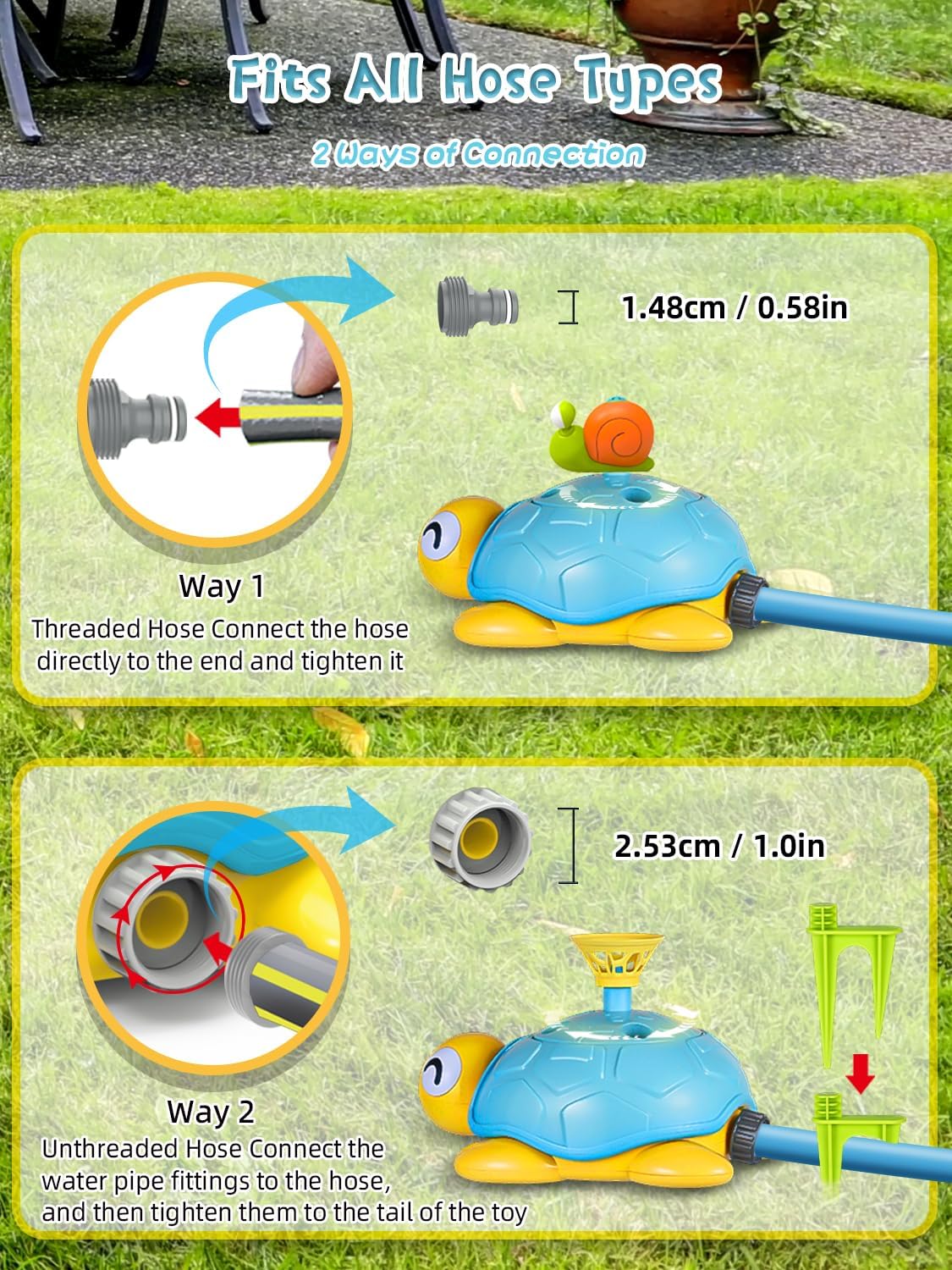 Thumbnail 6 de 3 in 1 Kids Toys Turtle Sprinkler Set with Musical Jump & Ring Toss Rocket Launcher (Ages 3–12)