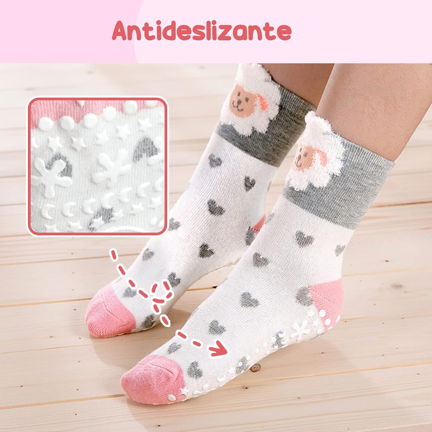 Thumbnail 3 de PUTUO Calcetines Antideslizantes Niñas 5 pares