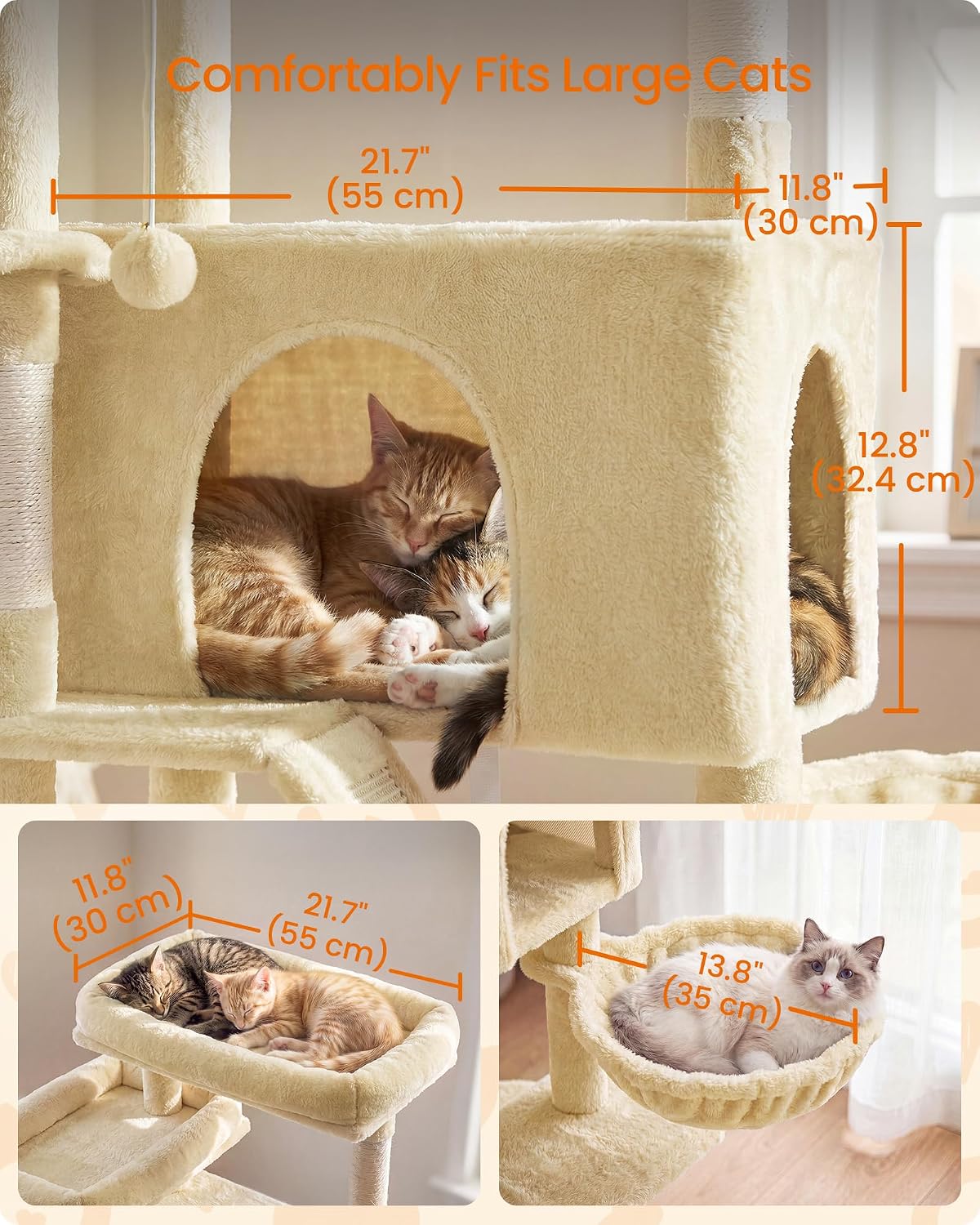 Thumbnail 6 de Feandrea UPCT021Y101S 81.1-Inch Cat Tree with Sisal Posts and 7 Resting Areas