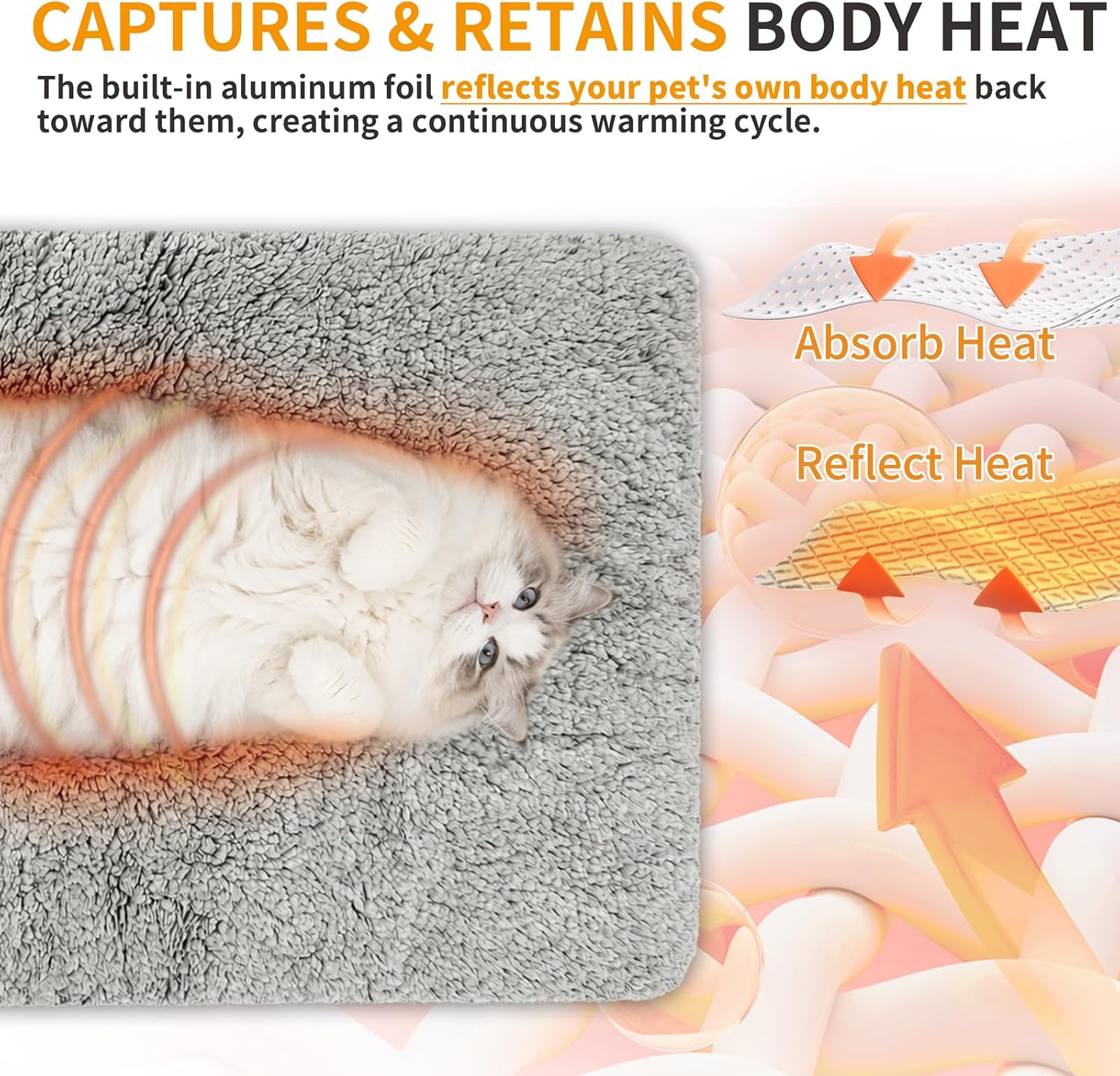 Detalle de NWK Warm Mat-ct-Dark Gray-S Self-Warming Pet Mat, 20 x 16 in.