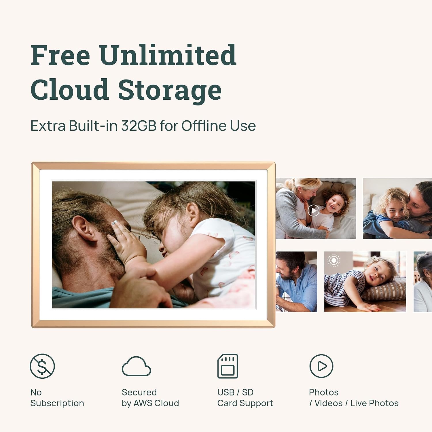 Detalle de ARZOPA 14 Inch Metal Digital Photo Frame with Free Unlimited Cloud Storage