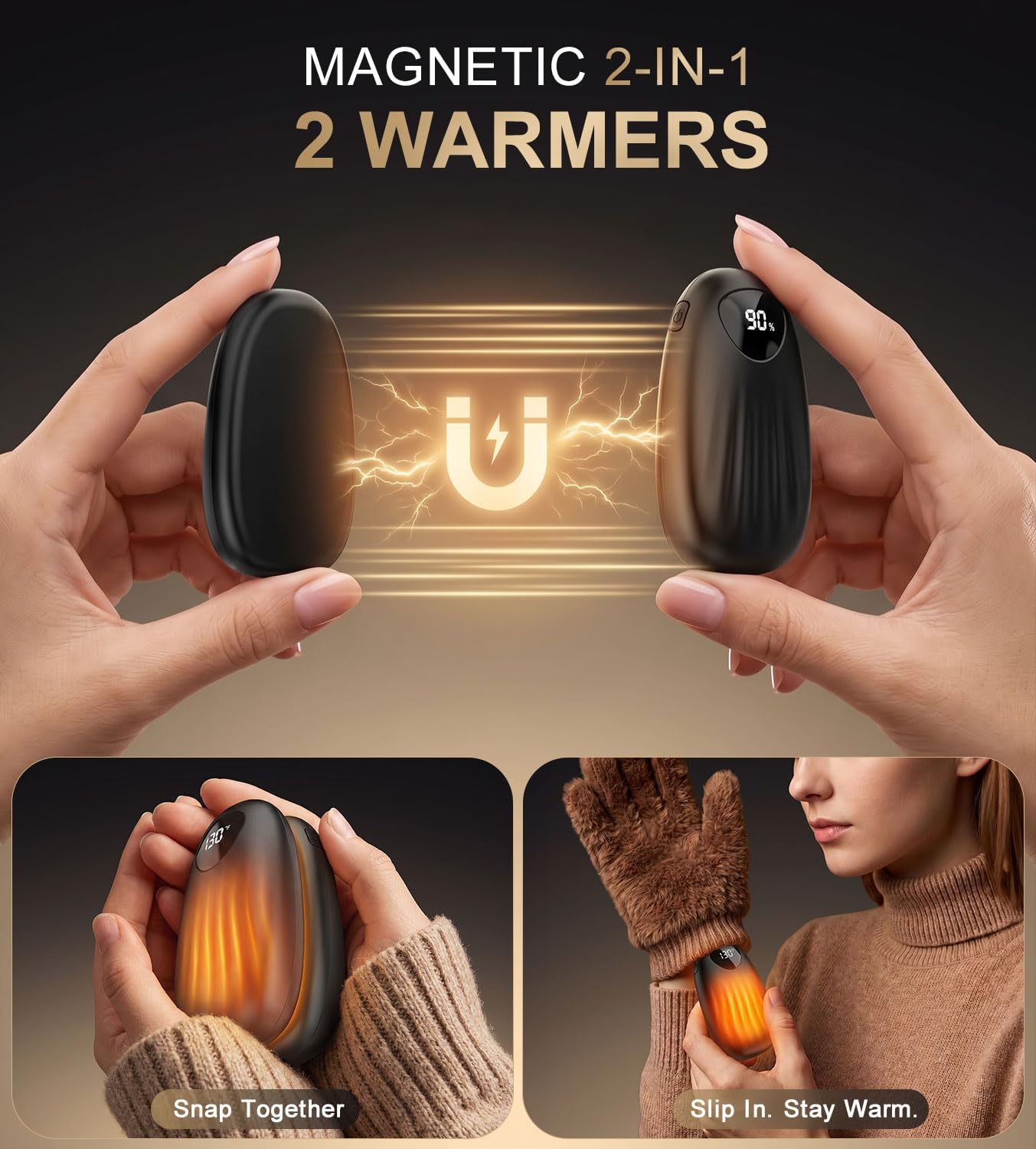 Detalle 2 de Yannovus Rechargeable Hand Warmers, 2-Pack with Graphene Heating and Digital Display