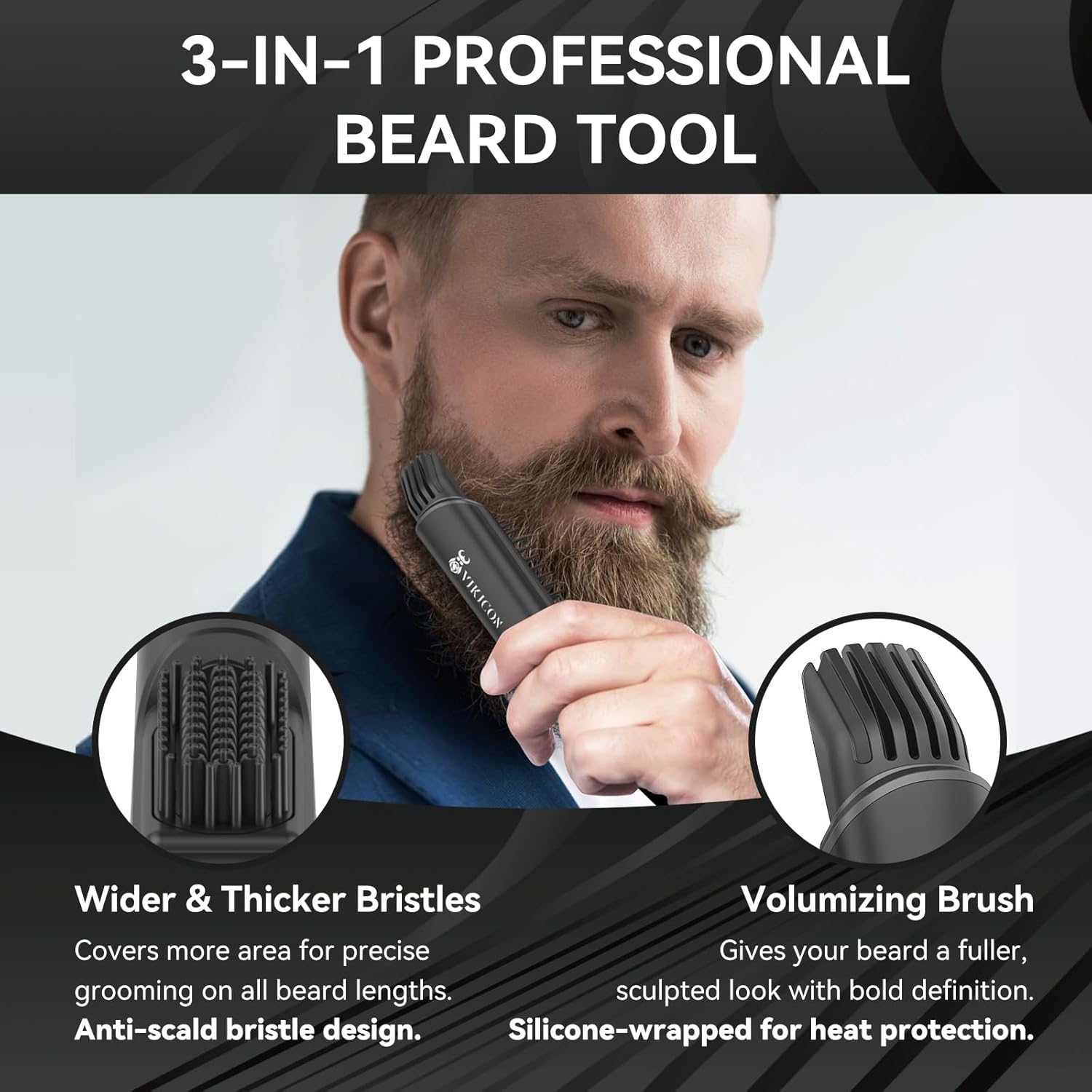 Thumbnail 1 de VIKICON Beard Straighteners Brush 3-in-1