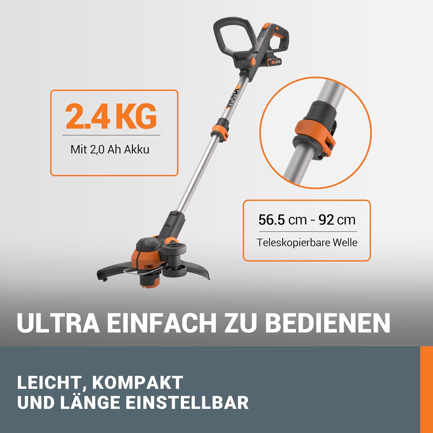 Thumbnail 4 de WORX WG163E Akku-Rasentrimmer – 2-in-1: Rasentrimmer und Kantenschneider (20V, inkl. 2x2Ah Akku & Ladegerät)