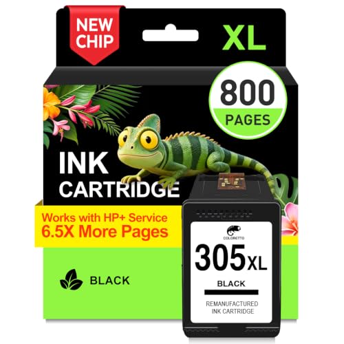 Detalle de COLORETTO 305XL Cartucce Nero per HP 305 XL – Compatibilità ampia e resa elevata