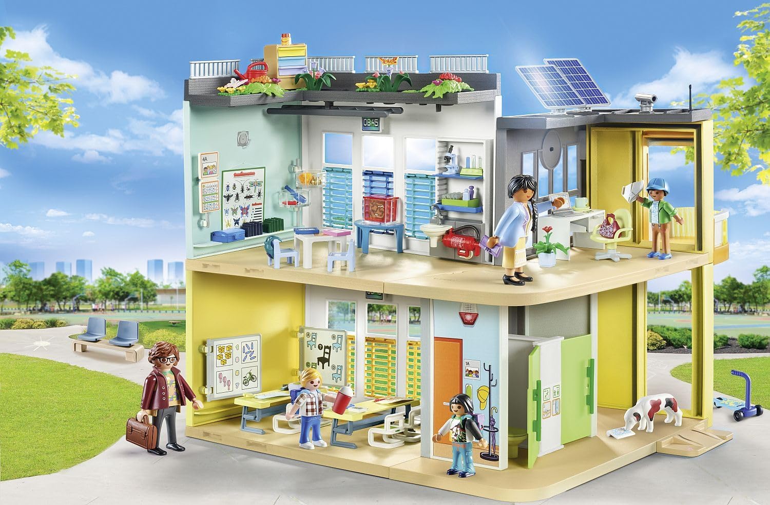 Detalle de PLAYMOBIL City Life Große Schule 71327 – Pädagogisches Rollenspiel für Kinder ab 5 Jahren