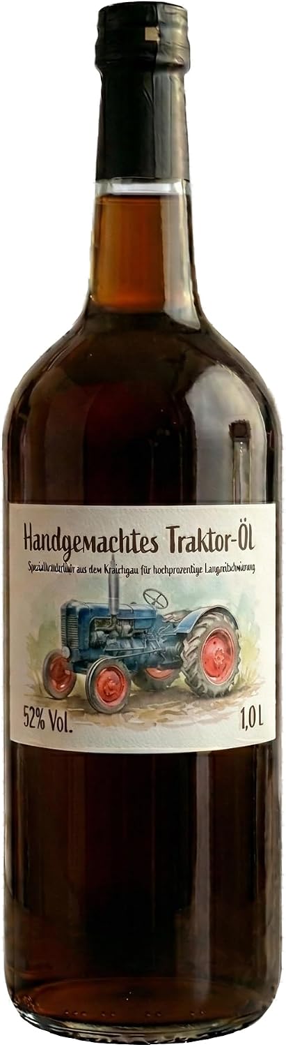 Detalle de BÖSER KATER Traktor Öl Geschenkset + 2 Gläser – Kräuterlikör im Familienrezept, 0,5 l, 52% Vol