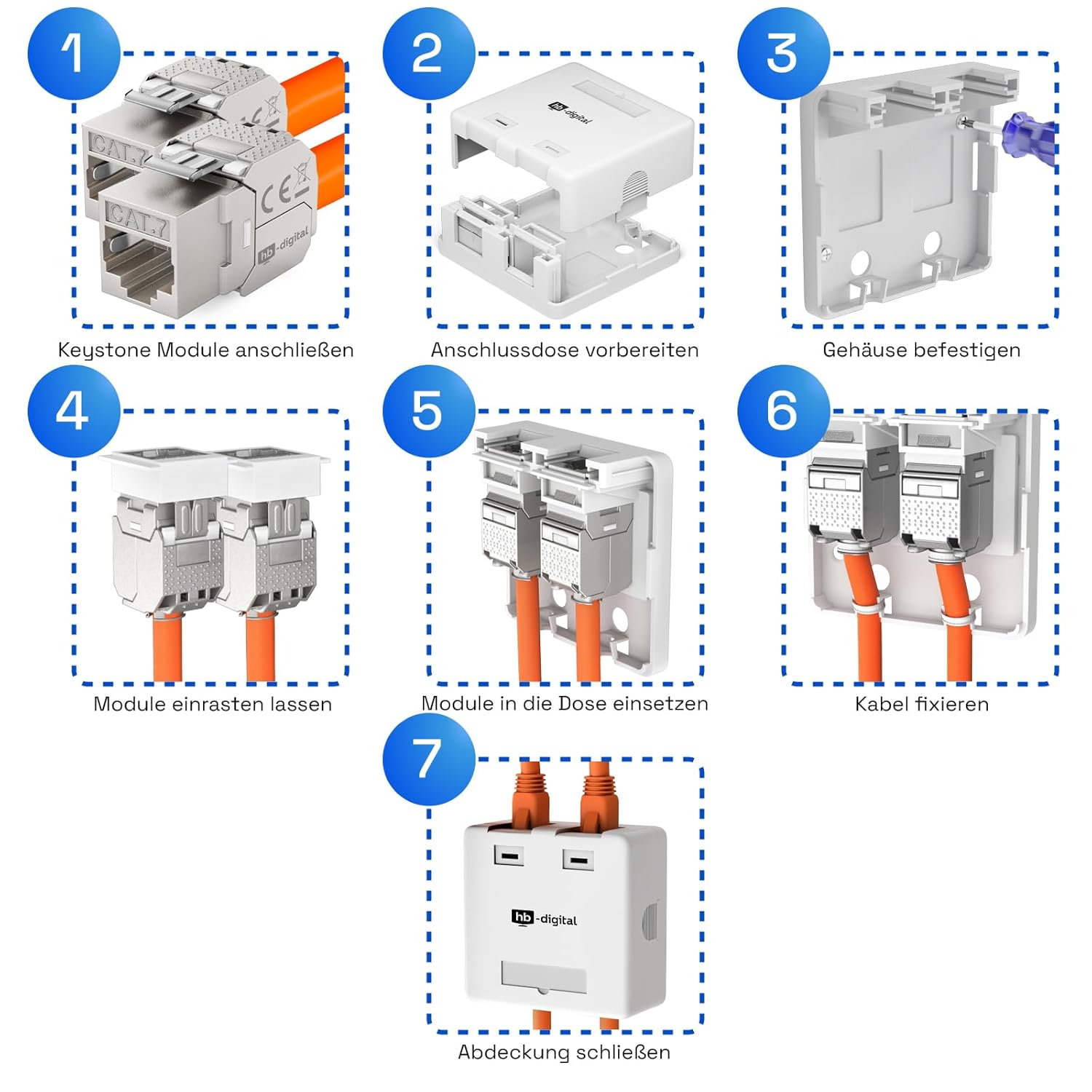 Thumbnail 6 de HB-DIGITAL Anschlussbox CAT 7 2-Port
