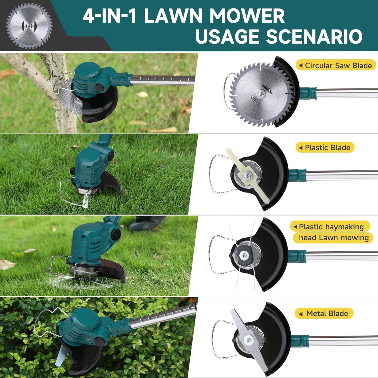 Thumbnail 1 de YEXLXLN Rasentrimmer mit Akku – 4-in-1 Set, 21V, 2 x 2,0 Ah Akkus, inkl. Makita-Kompatibilität