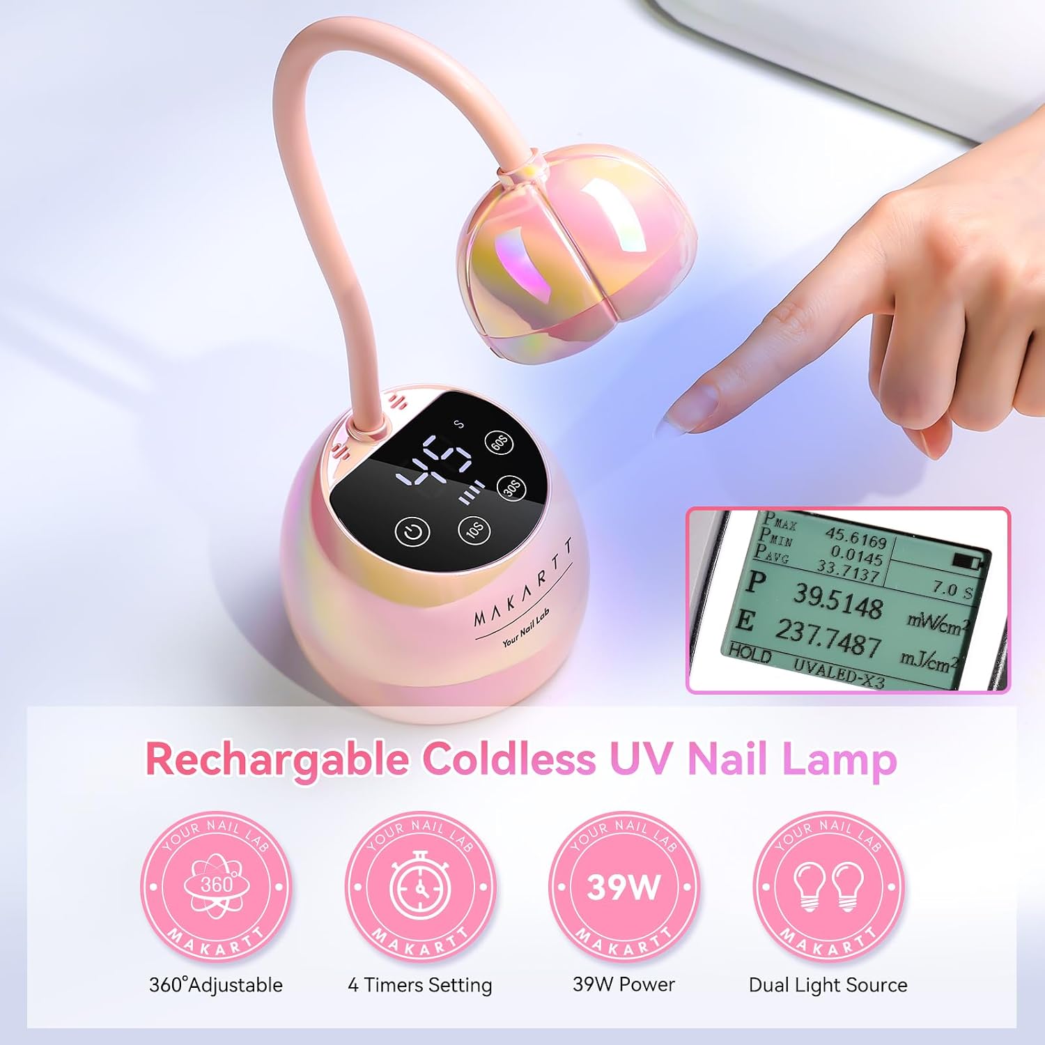 Detalle 2 de Makartt UV LED Flash Cure Nail Lamp 4× ⏳💅