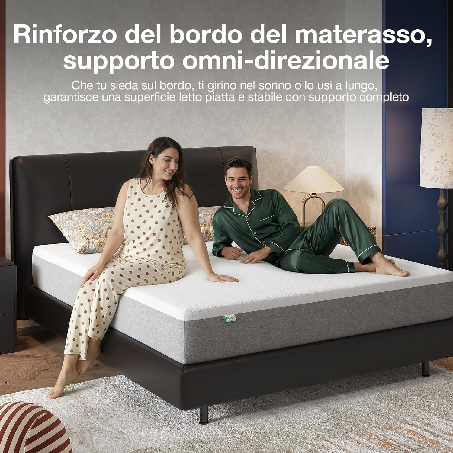 Thumbnail 6 de Novilla Materasso Matrimoniale 140x200cm: Gel Memory Foam, Fibra di Bambù e Sostegno 7 Zone