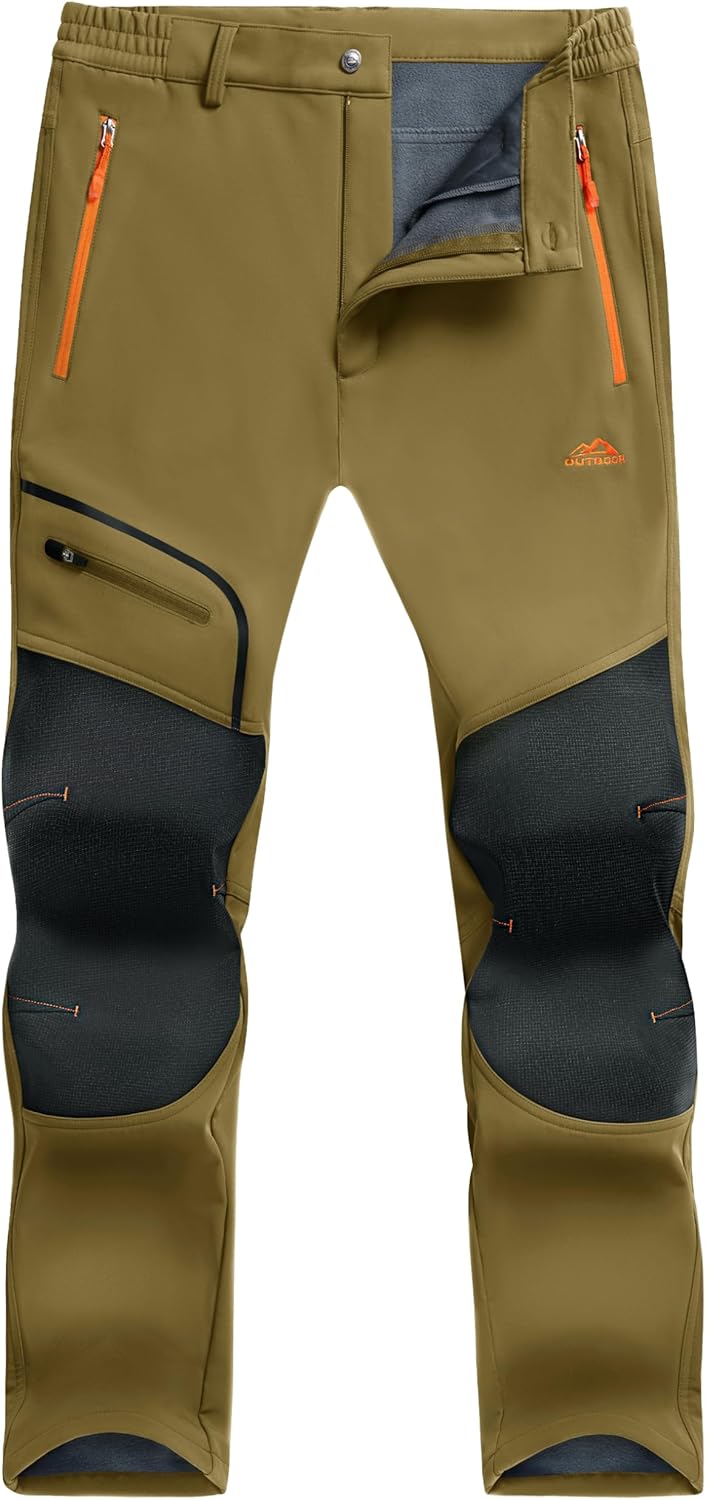 Thumbnail 6 de TACVASEN Men's Outdoor Winter Trousers: Fleece Softshell, Wind and Water-Resistant Hiking Trousers