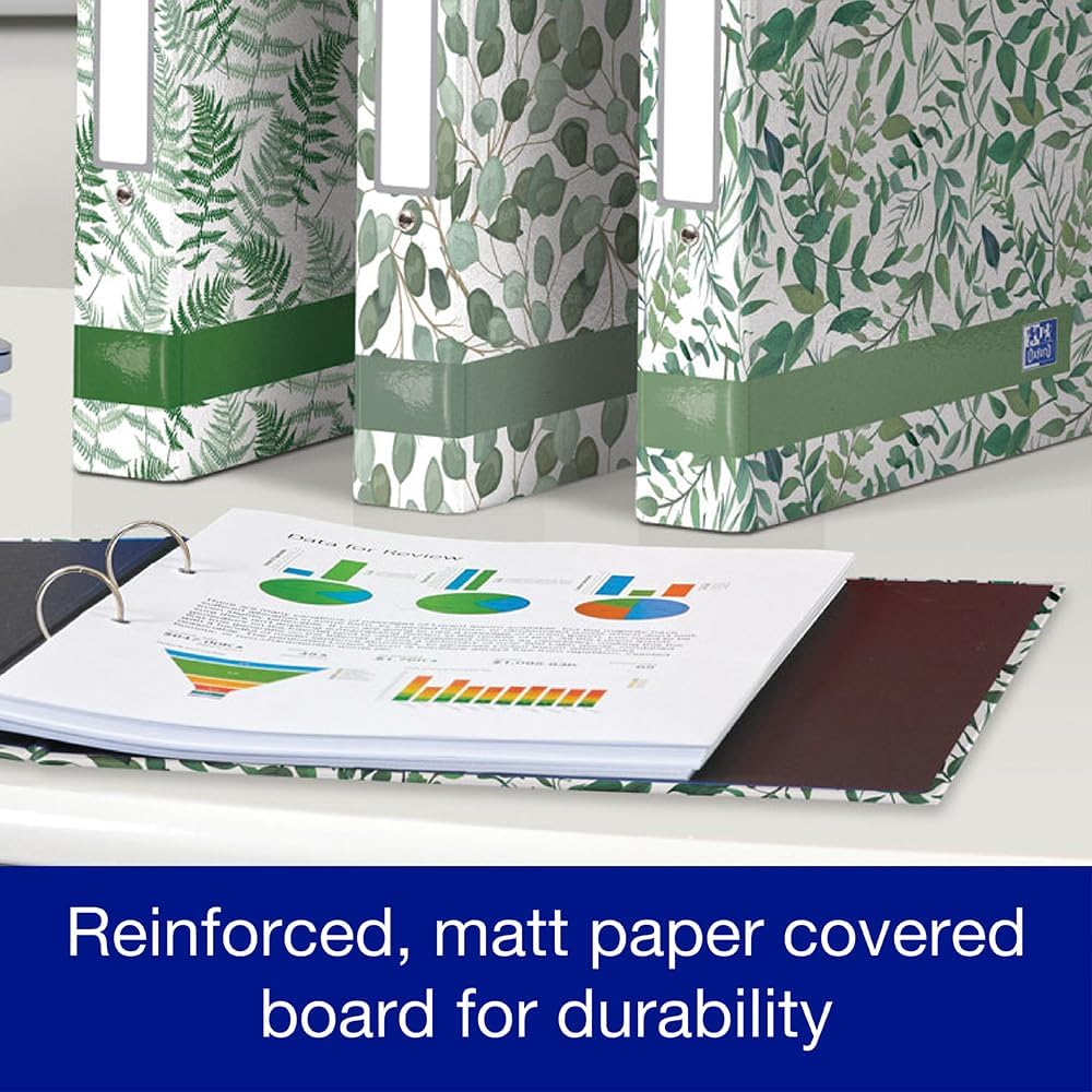 Thumbnail 3 de Oxford A4 Ring Binders with Leaves Pattern (3 Pack) – 40 mm spine, holds up to 250 sheets