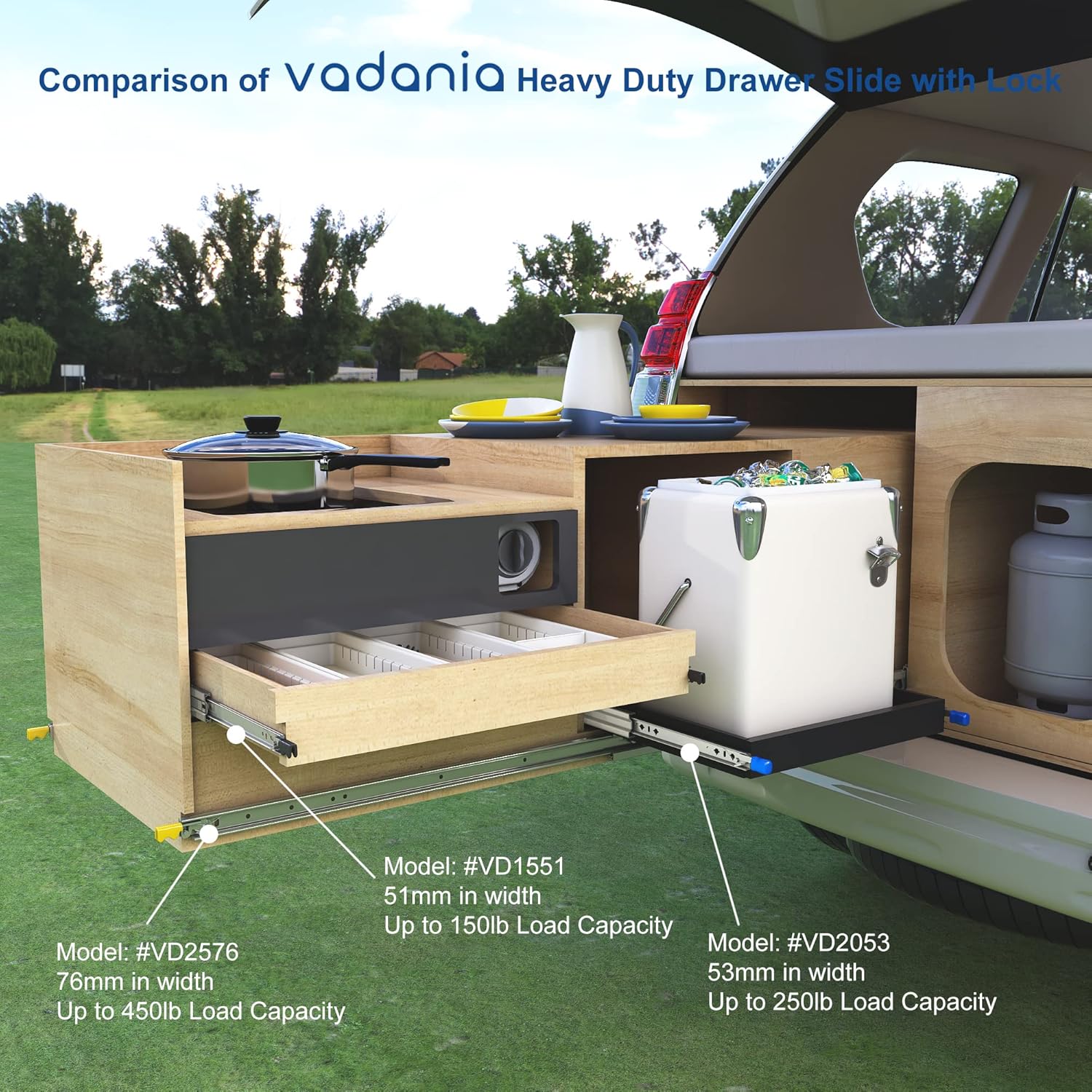 Thumbnail 5 de VADANIA 1000mm Ultra Heavy Duty Drawer Runners with Lock – 1 Pair